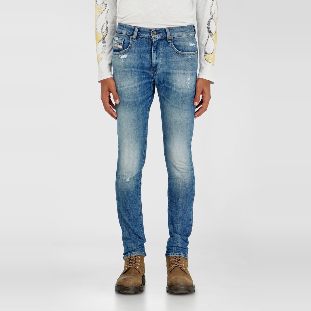 Diesel Jeans Slim Taille Moyenne 2019 D-Strukt, Bleu moyen, Fermeture zippée