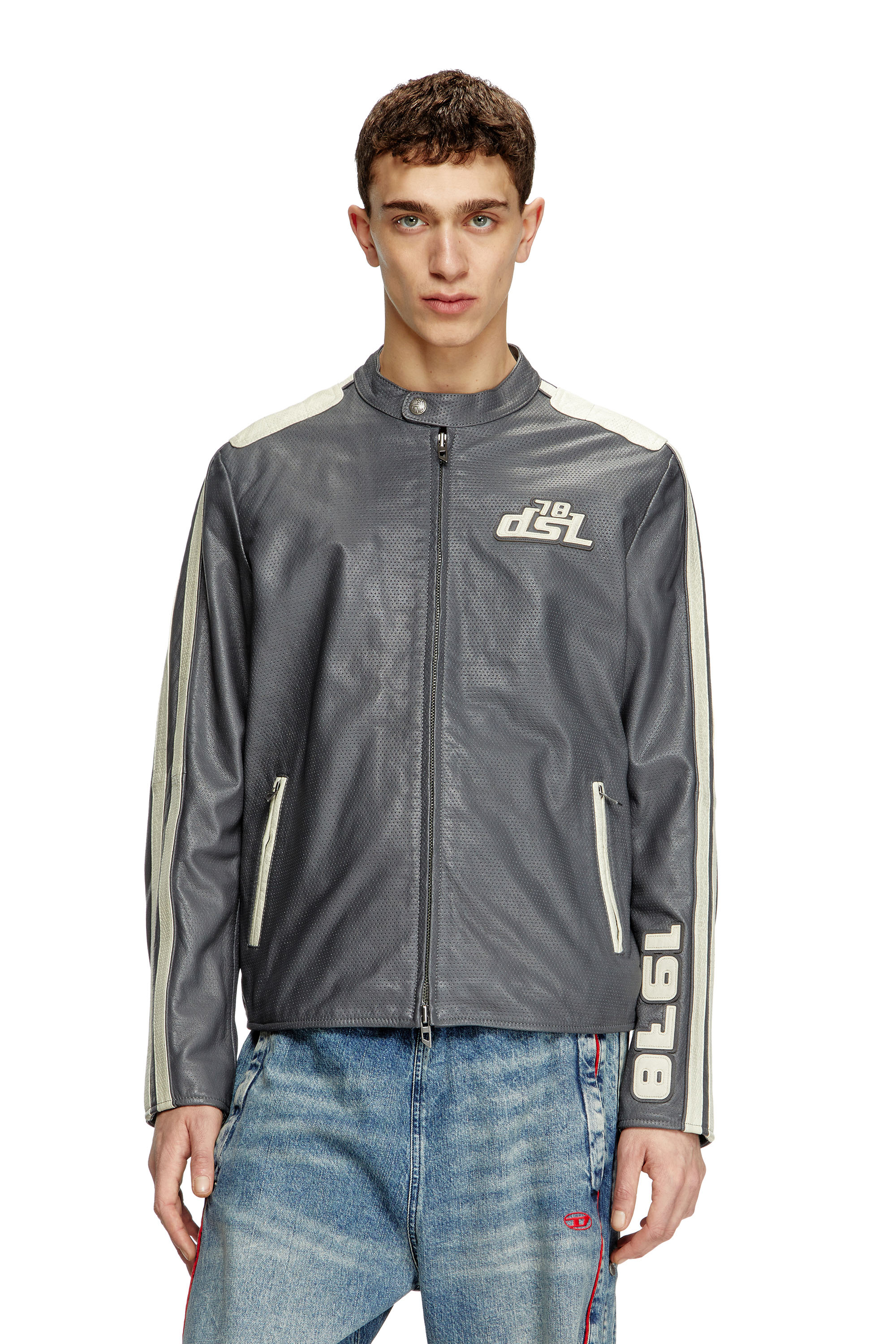 DIESEL BIKER JACKET IN PERFORATED LEATHER