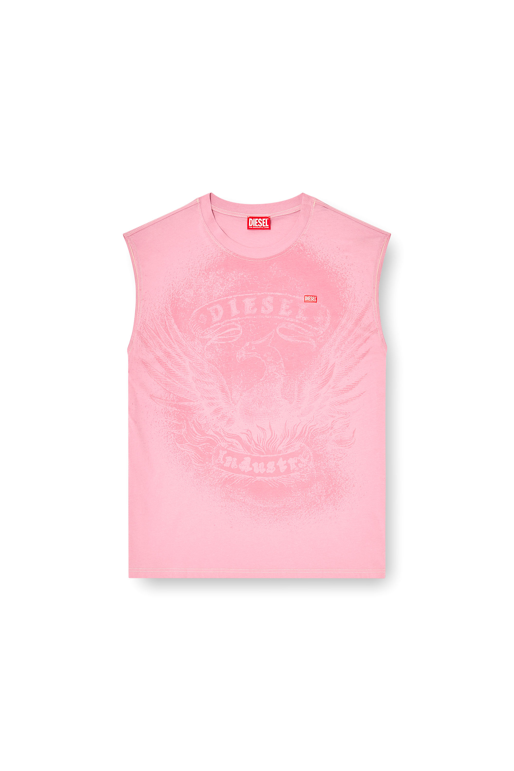 Diesel - T-BOXT-SL-NOTCH, Man's Sleeveless top in cotton with tonal graphic in Pink - 2