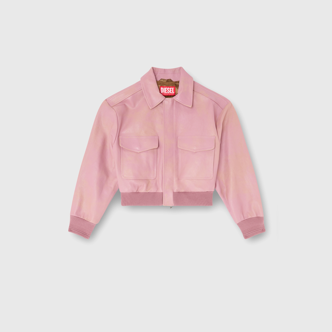 Diesel - Blouson aviateur en cuir traité - Vestes de cuir - Femme - Rose