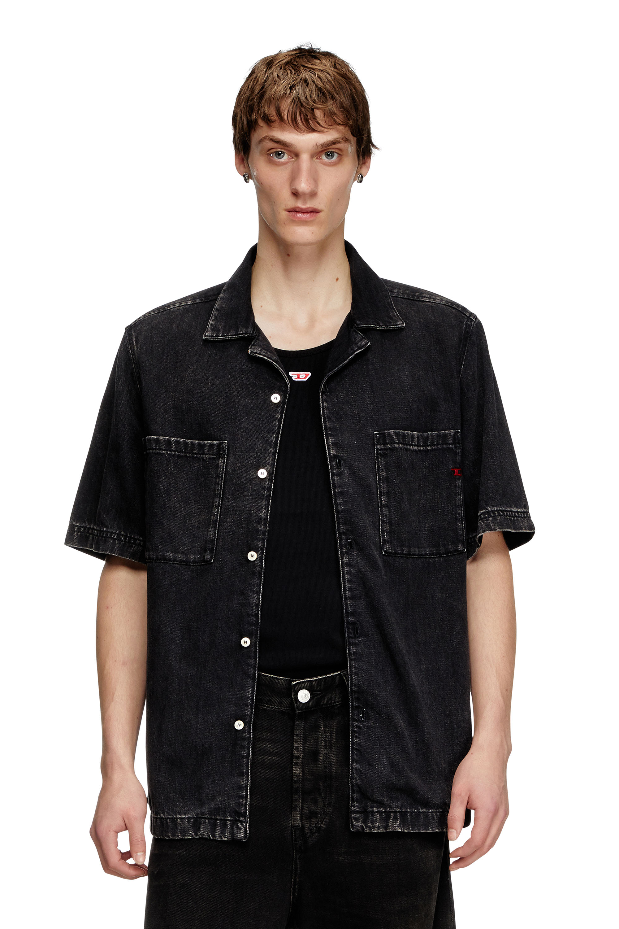 Diesel Mužský Čierna - Bowling Shirt In Denim - Denim Shirts - Man Extra Veľký