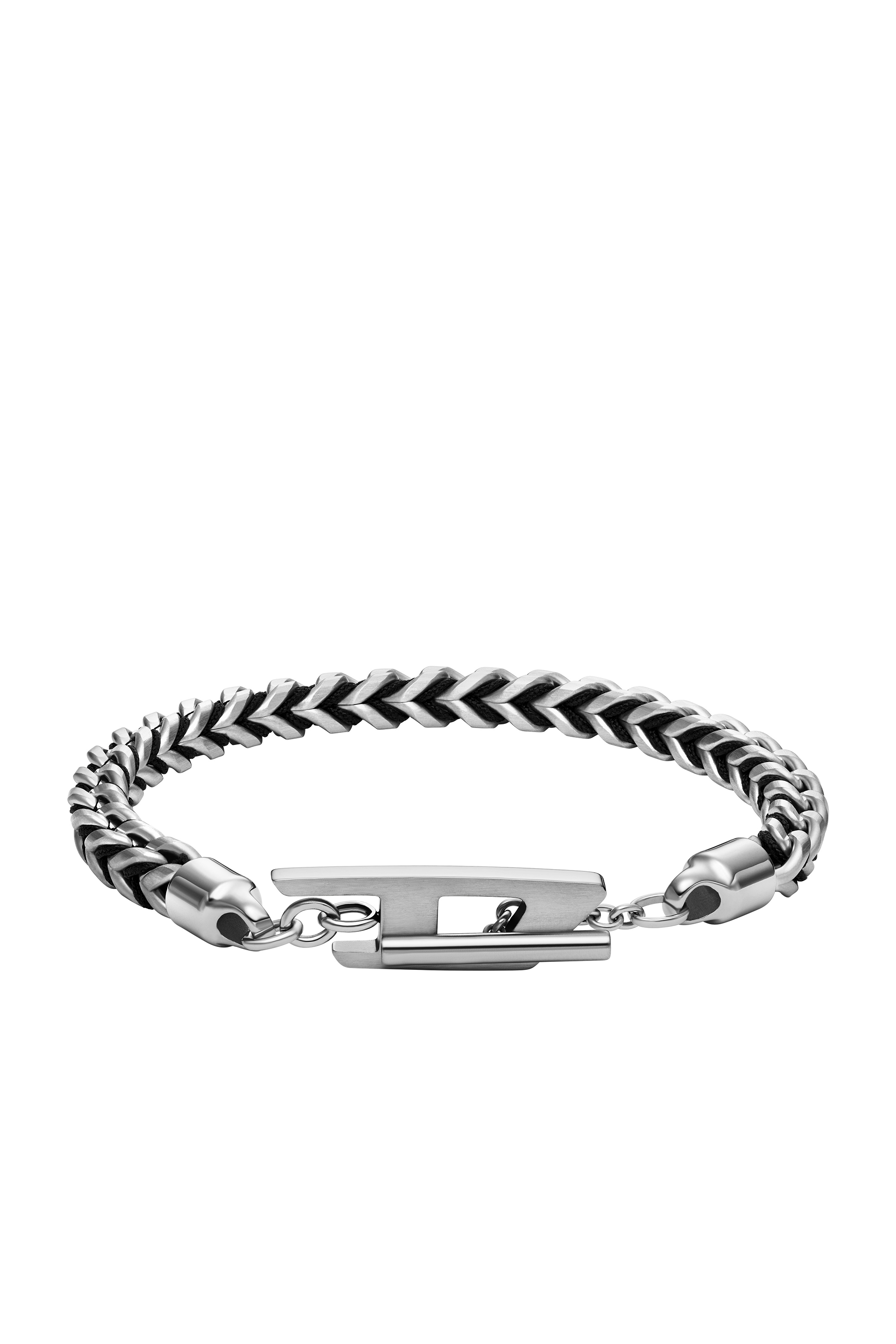 Shop Diesel Bracciale A Catena In Acciaio Inossidabile Intrecciato In Silver