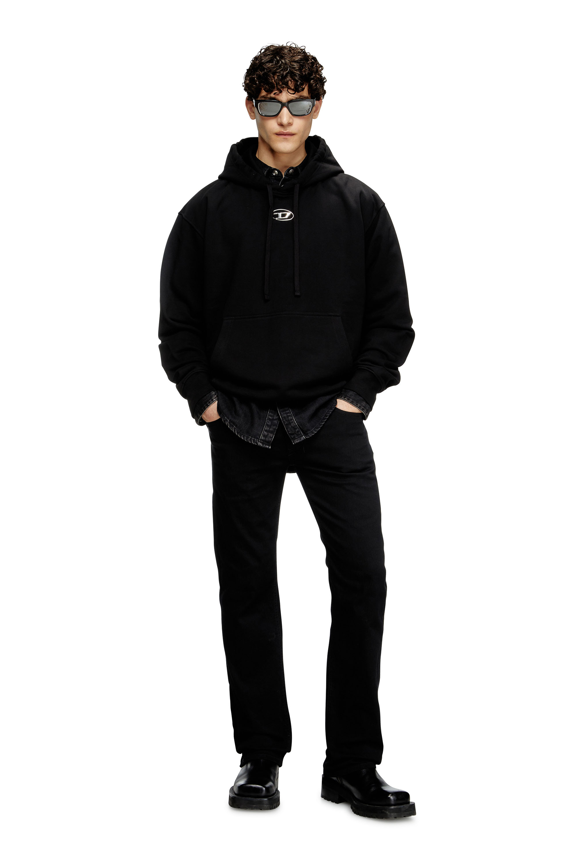 Diesel - S-MACS-HOOD-OD, Man's Oversized hoodie with metallic logo in Black - 2