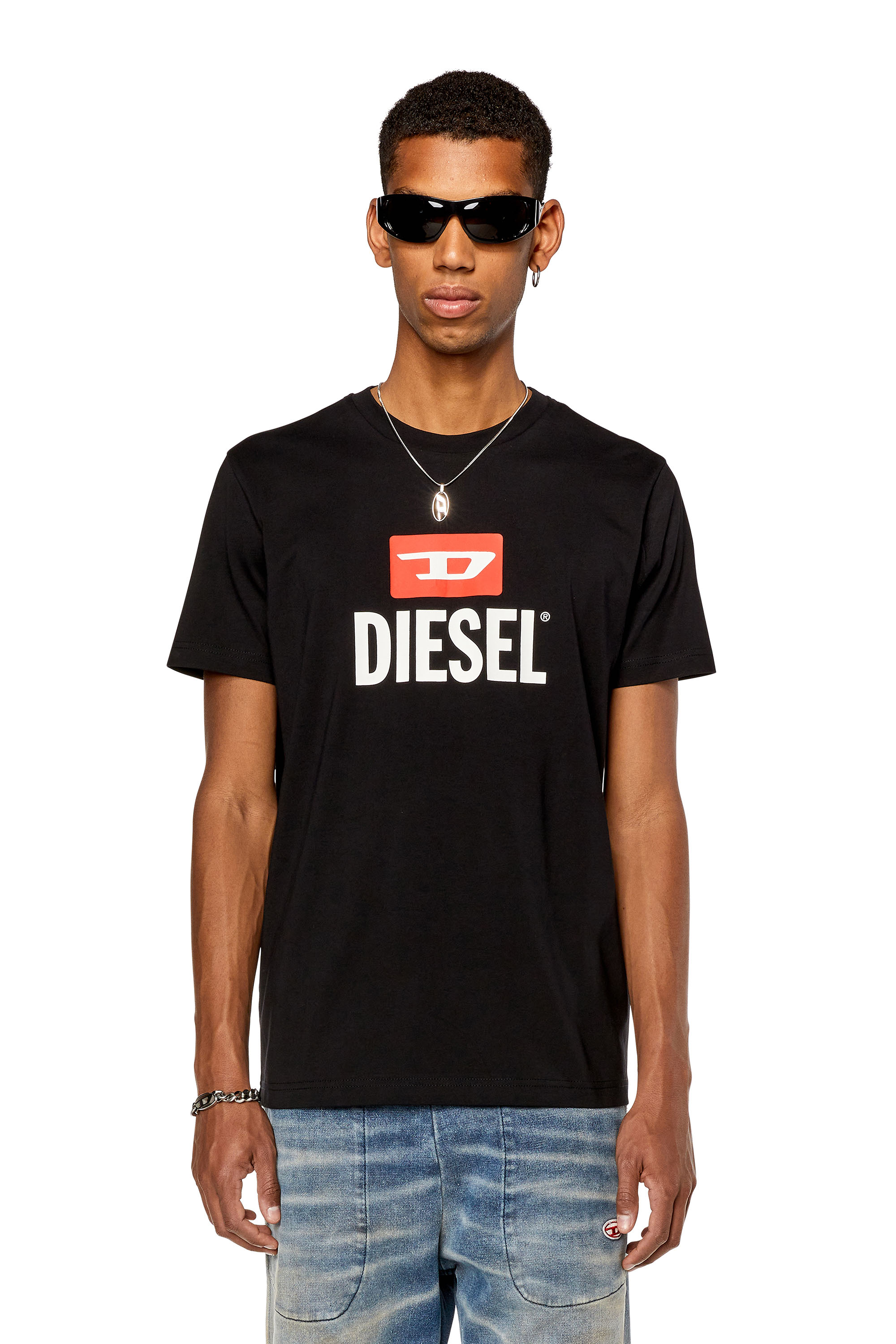 Diesel - T-shirt with D logo - T-Shirts - Man - Black