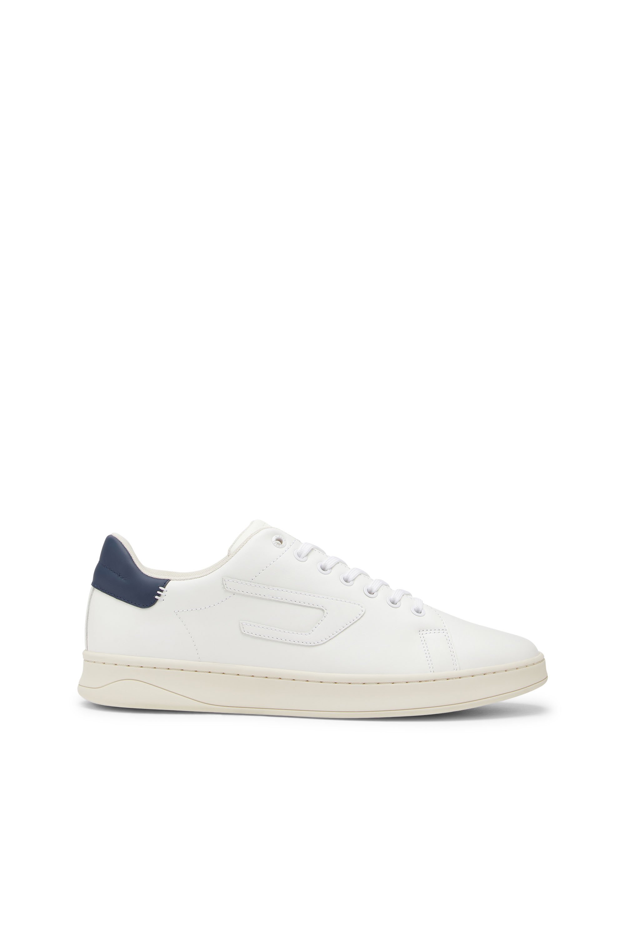 Diesel Low-top Leather Sneakers With D Patch In White