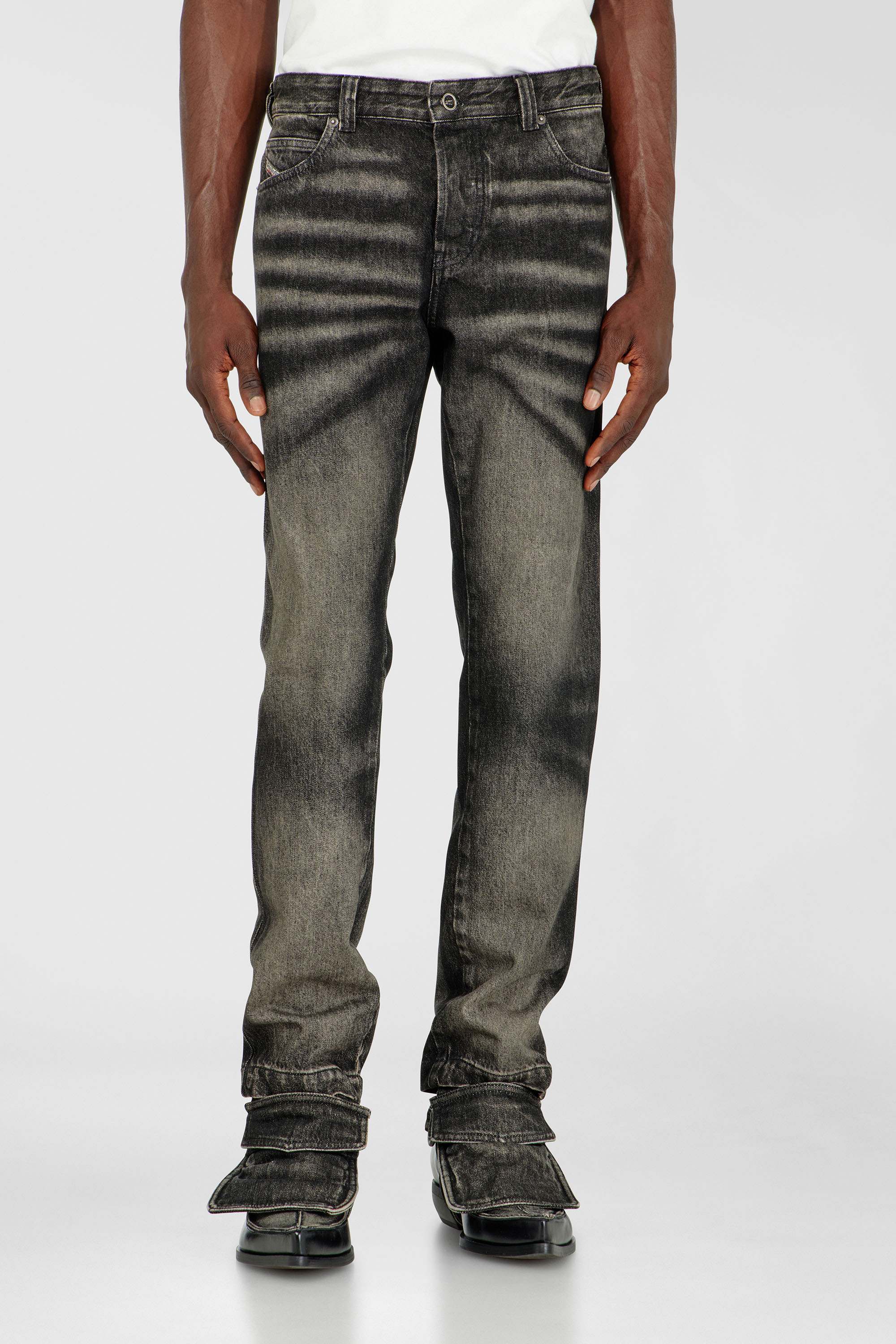 Diesel Slim Jeans Regular Waist D-Ghetvyl, Black/Dark grey, Button fly