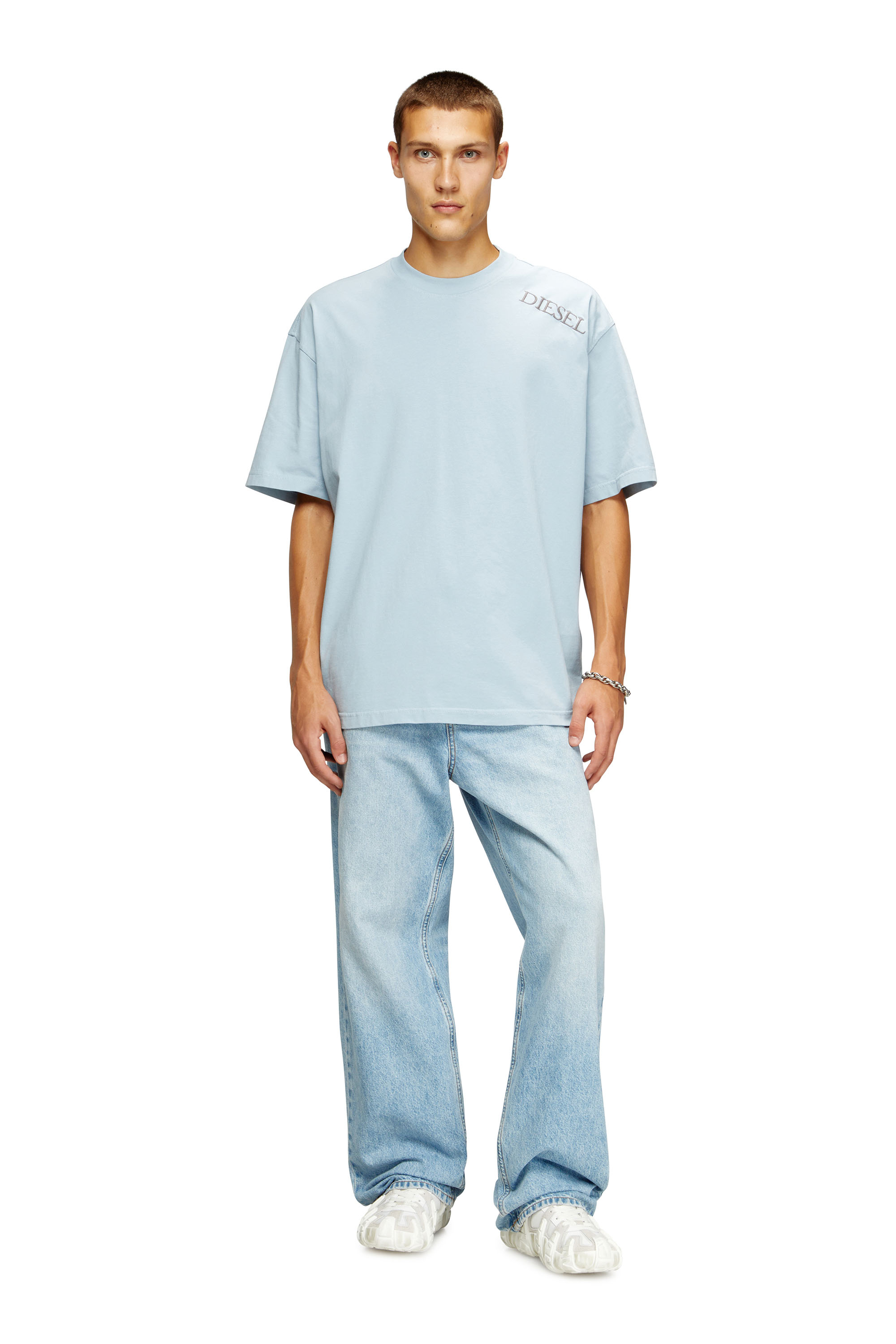 Diesel - T-BOGGY-T5, Man's Loose fit t-shirt with graphic print and logo in Light Blue - 2