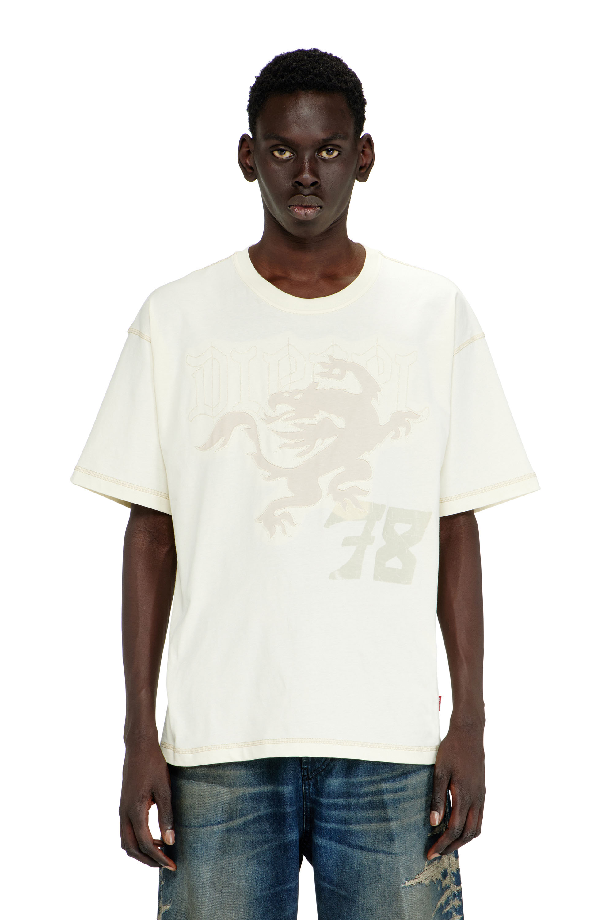 Diesel - Relaxed T-shirt with prints and embroderies - T-Shirts - Man - White