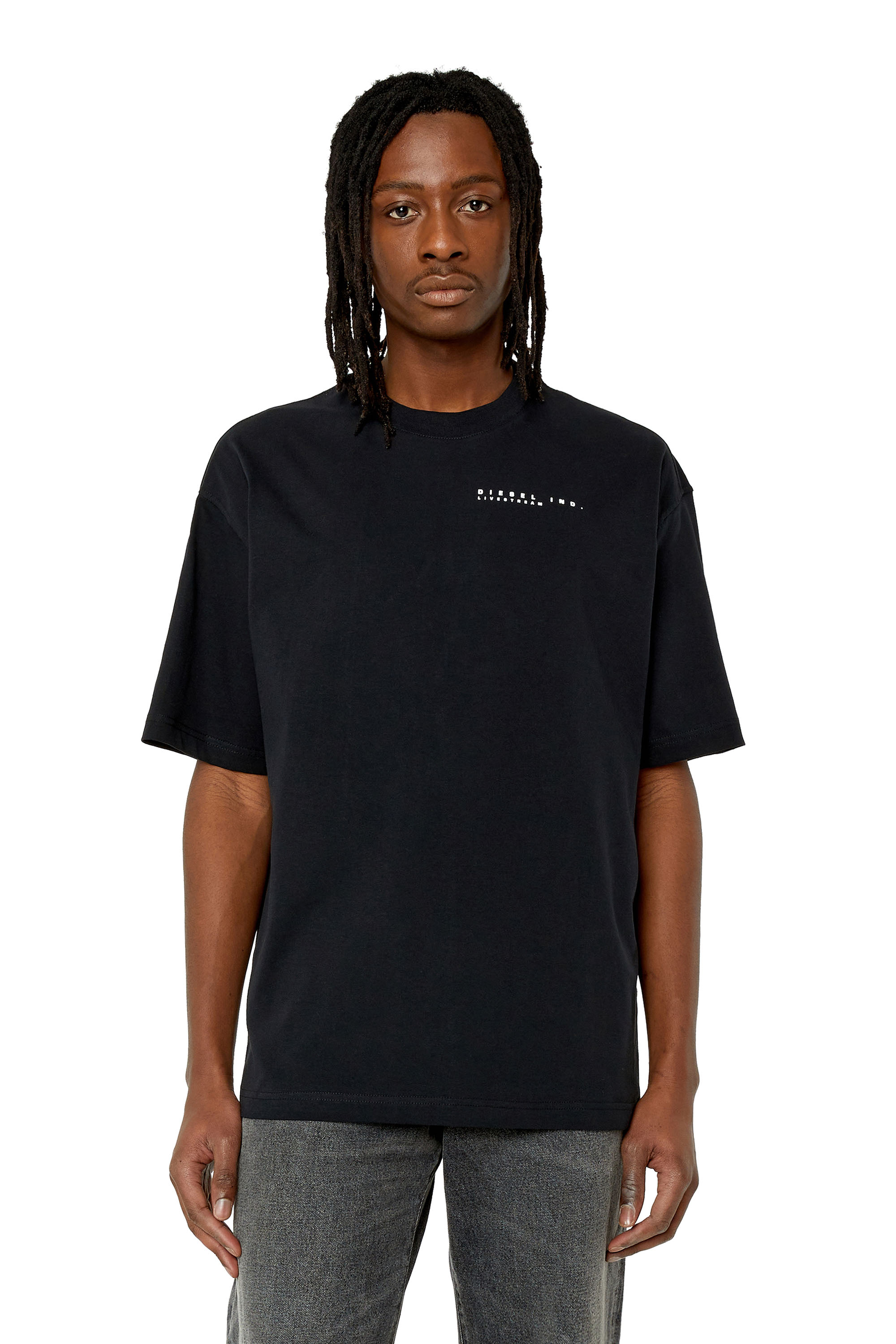 Diesel - T-shirt oversize con stampa di un volto sfocato - T-Shirts - Uomo - Nero
