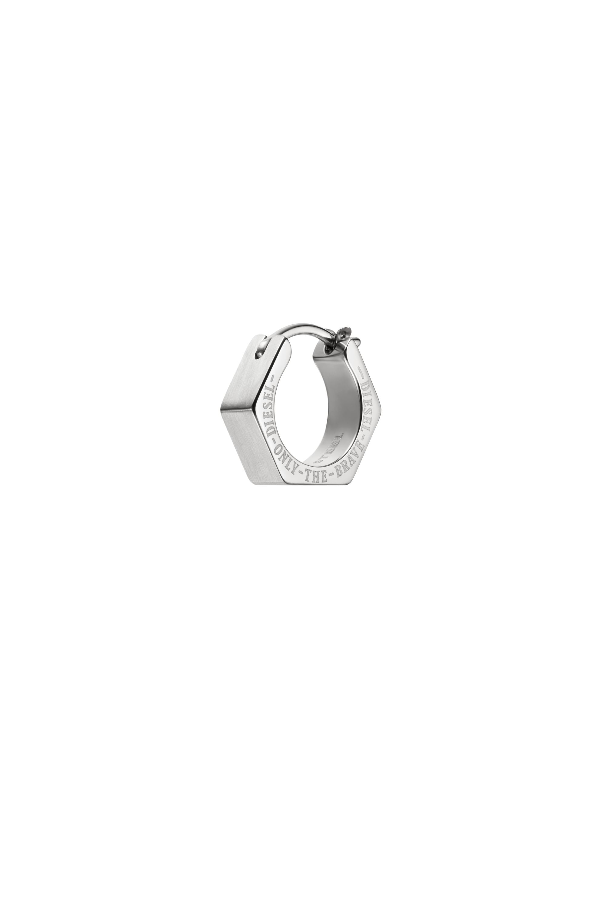 Diesel Stainless Steel Hoop Earring In Silver