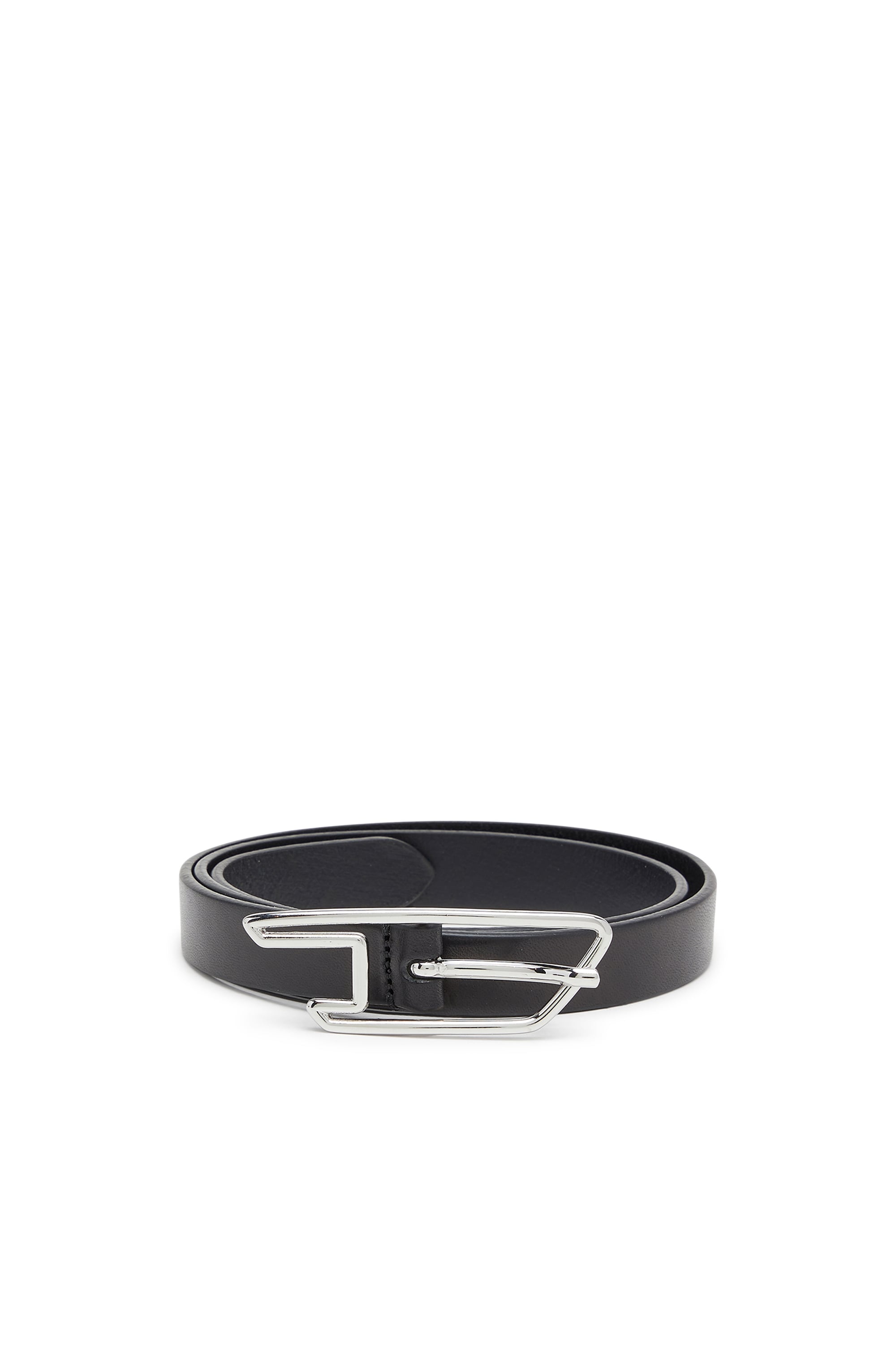 Diesel - 2cm belt in pull-up leather with D buckle - Belts - Woman - Black