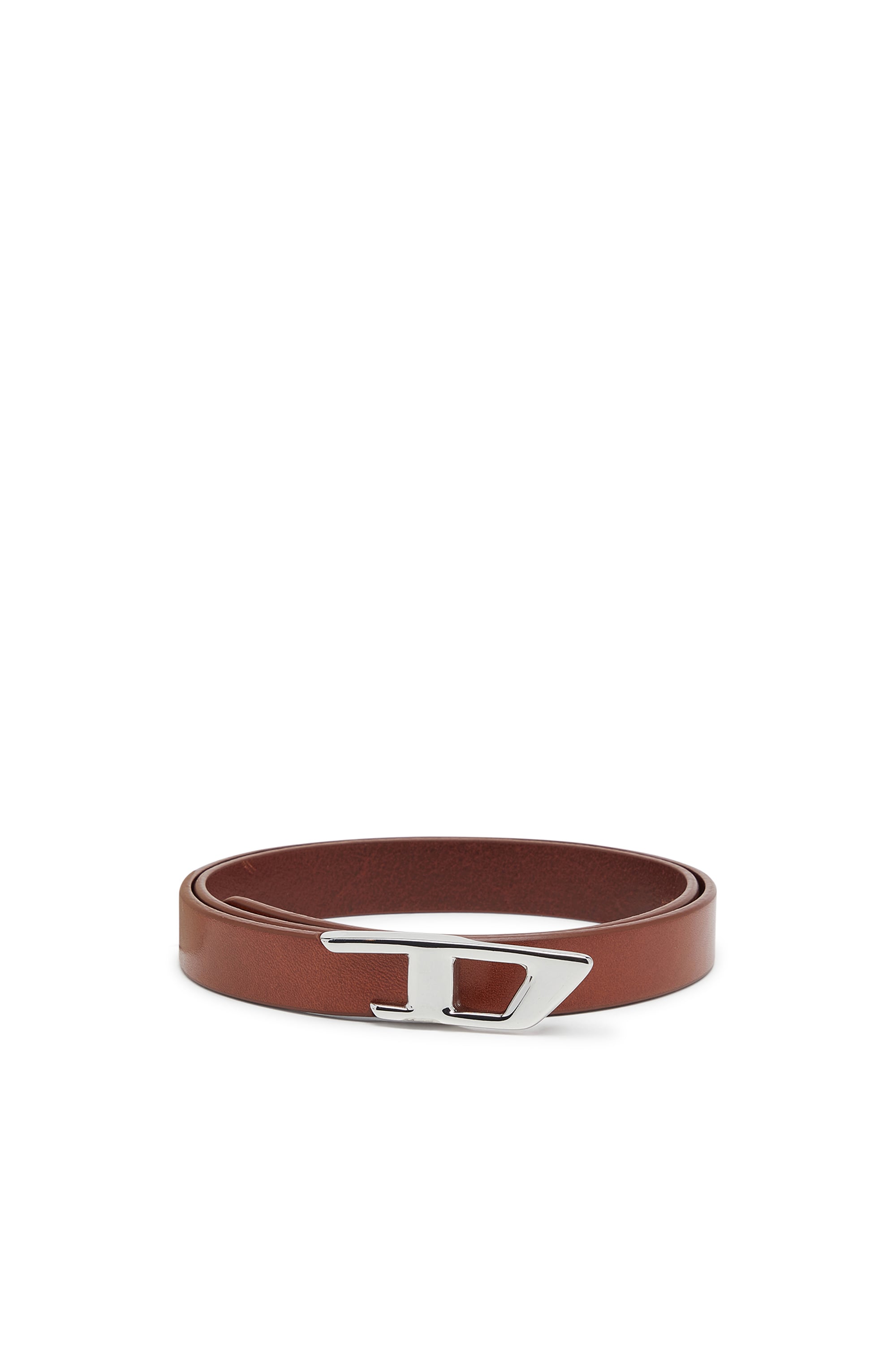 Diesel - 2 cm leather belt with metal D buckle - Belts - Woman - Brown