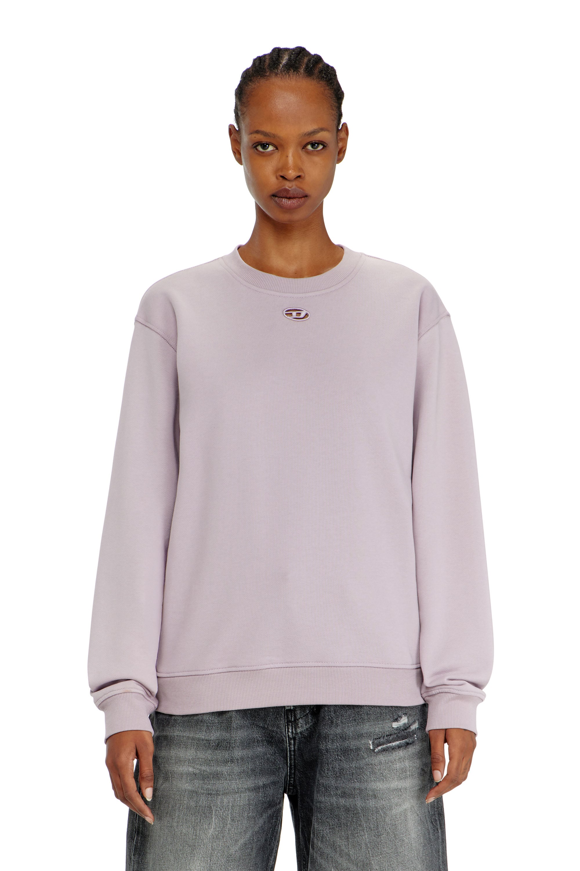 Diesel Viola Donna - Felpa In Cotone Con Ricamo Oval D - Felpe Extra Piccolo