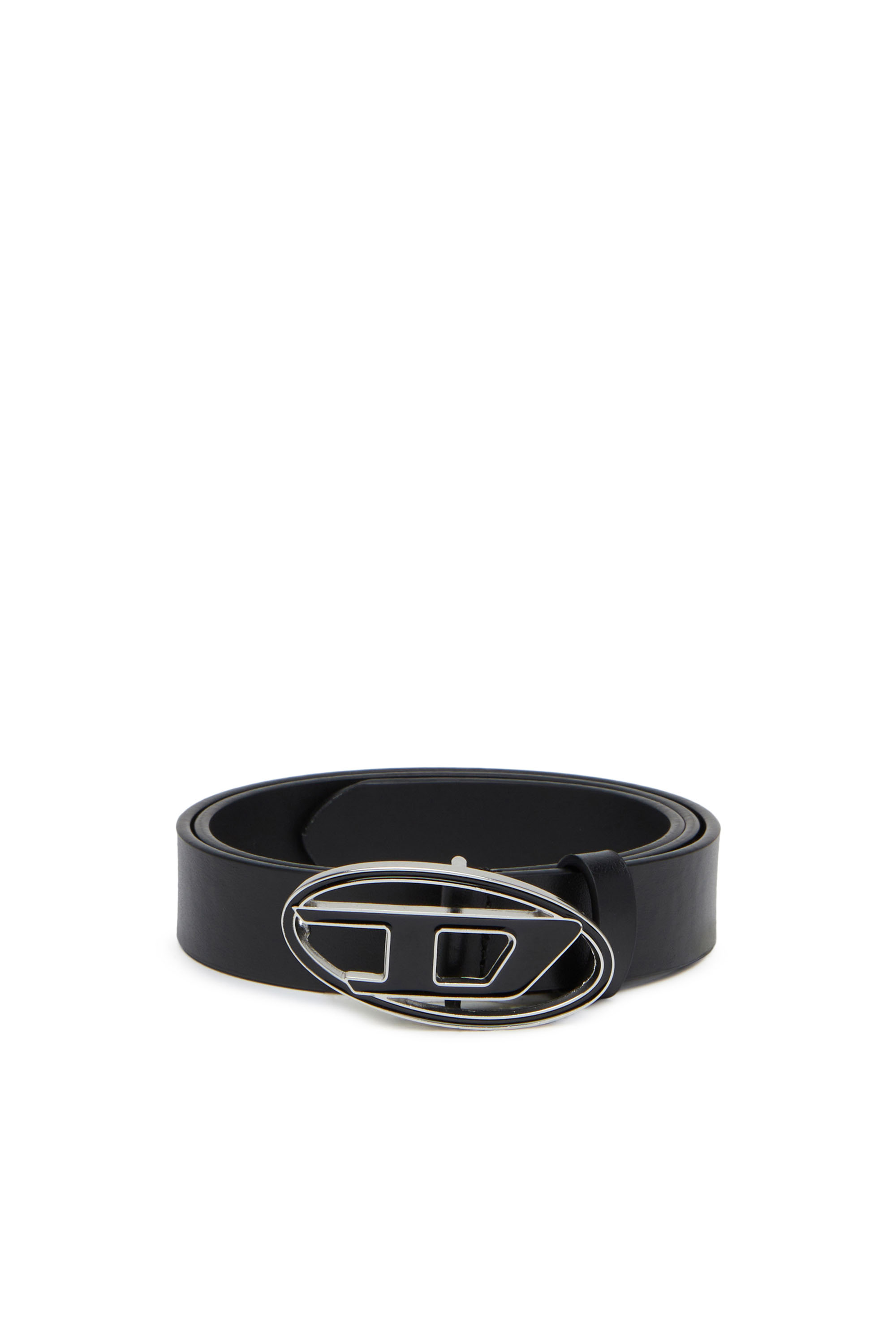 Diesel - Leather belt with enamelled buckle - Belts - Woman - Black