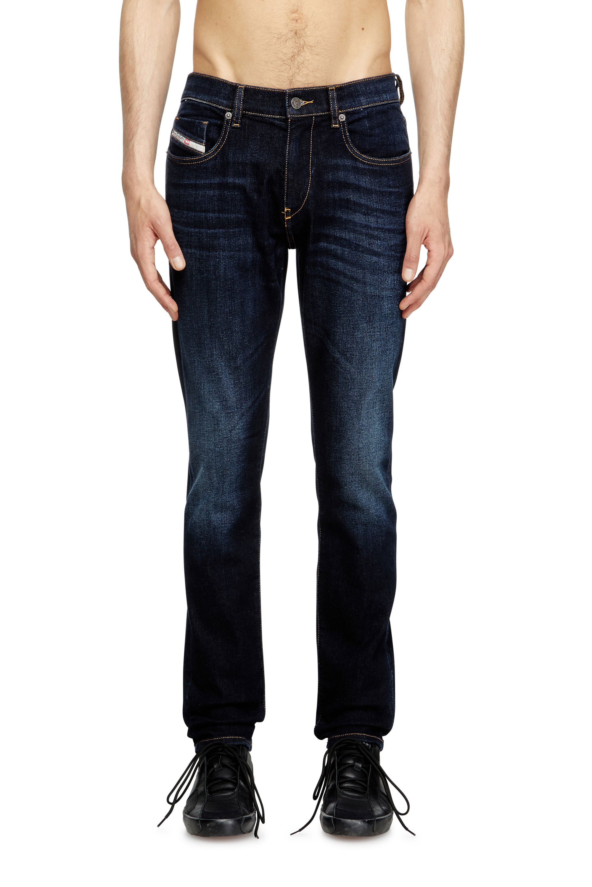 Diesel Herren Blau Slim Jeans Regular Waist 2019 D-Strukt, Dunkel, Reißverschluss Größe 27