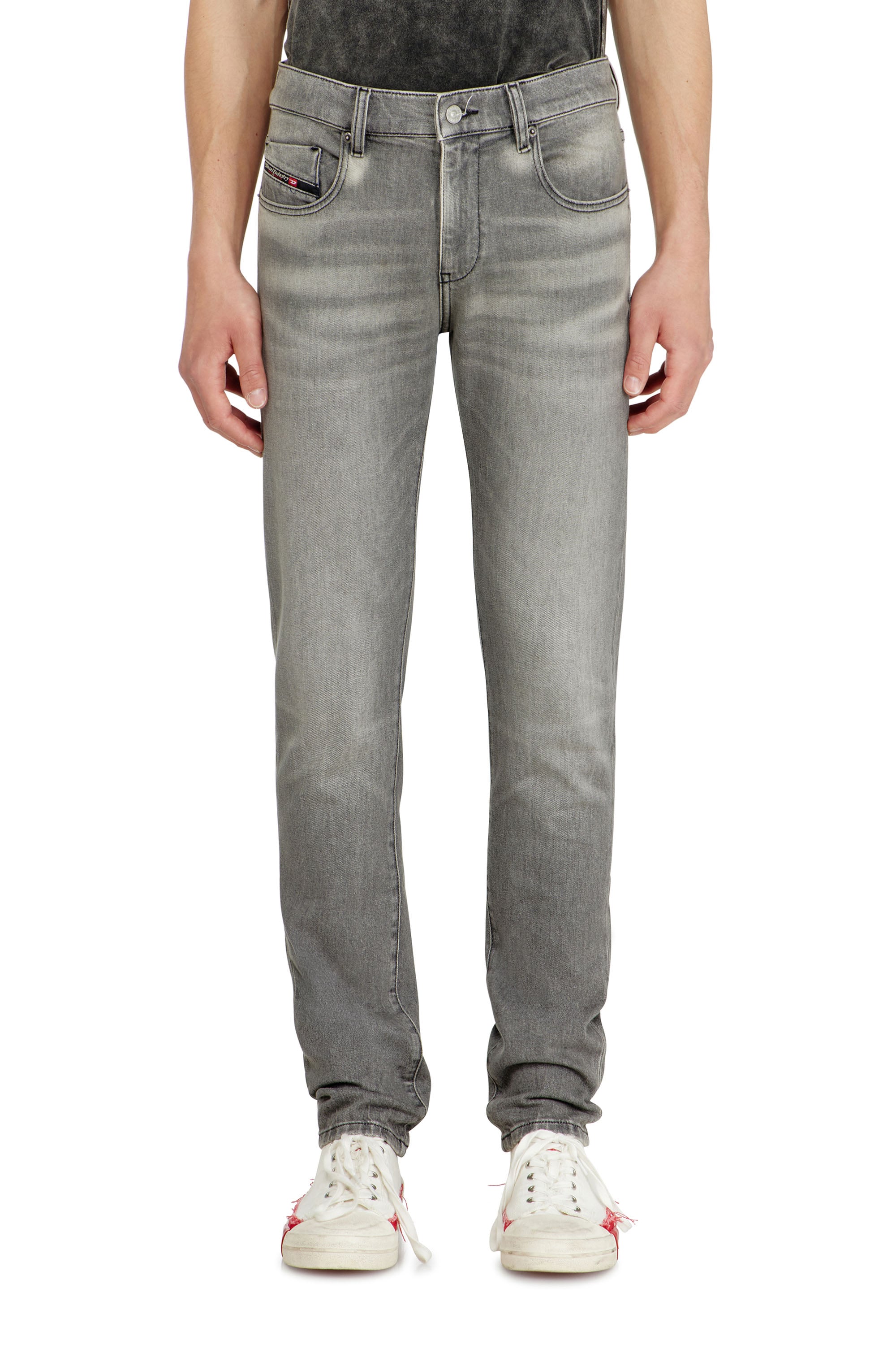 Diesel Men's Grey Slim Jeans Regular Waist 2019 D-Strukt, Light Zip Fly Size 31