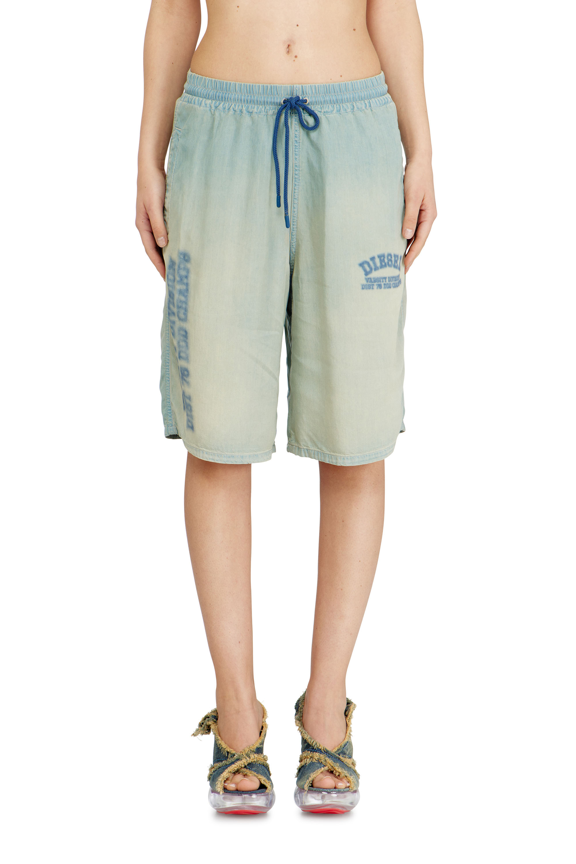 Diesel - D-ENIMOS-SHORT-S2, Unisex's Shorts in fluid dirt-effect denim in Light Blue - 5