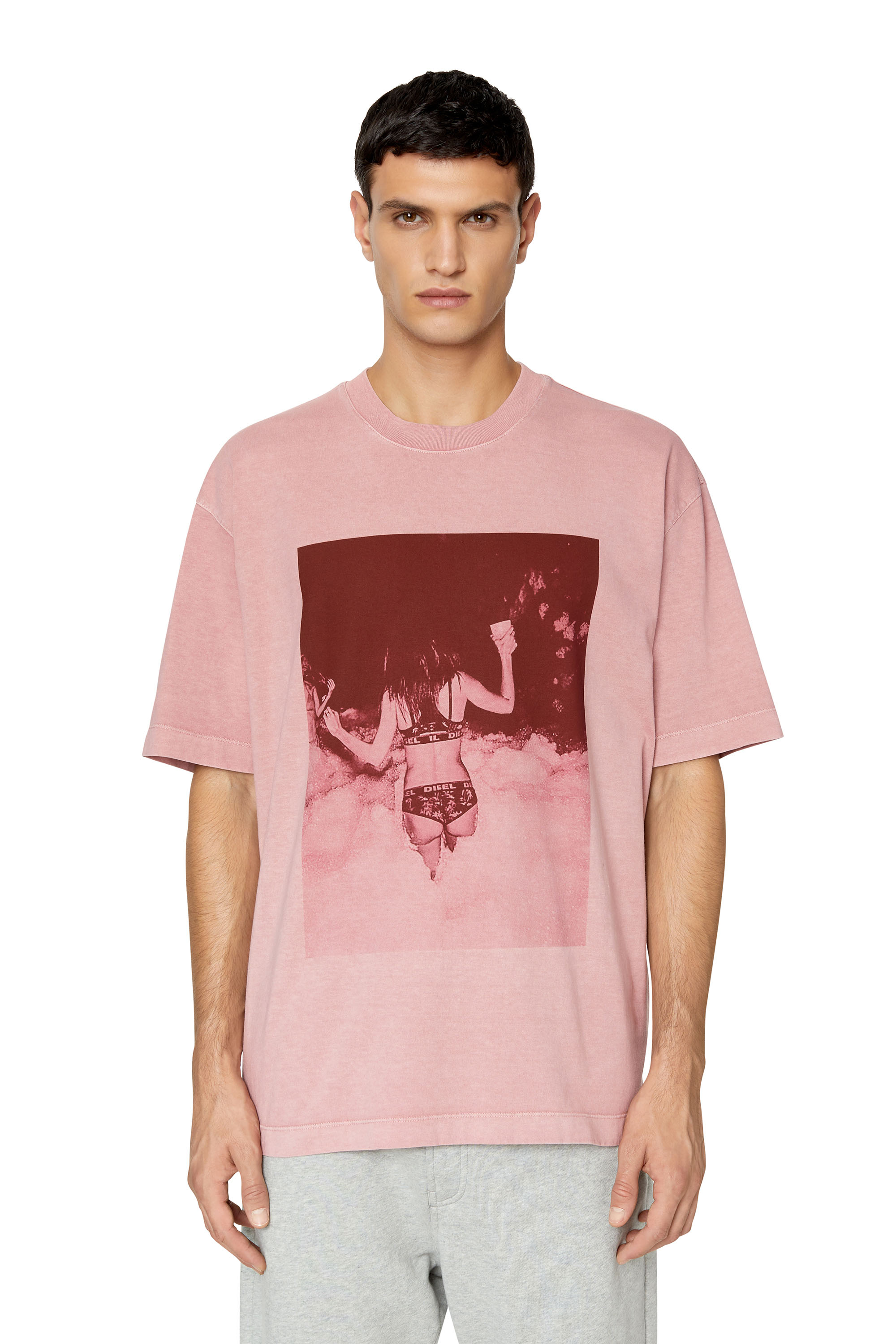 Diesel - T-shirt loose-fit con stampa fotografica digitale - T-Shirts - Uomo - Rosa
