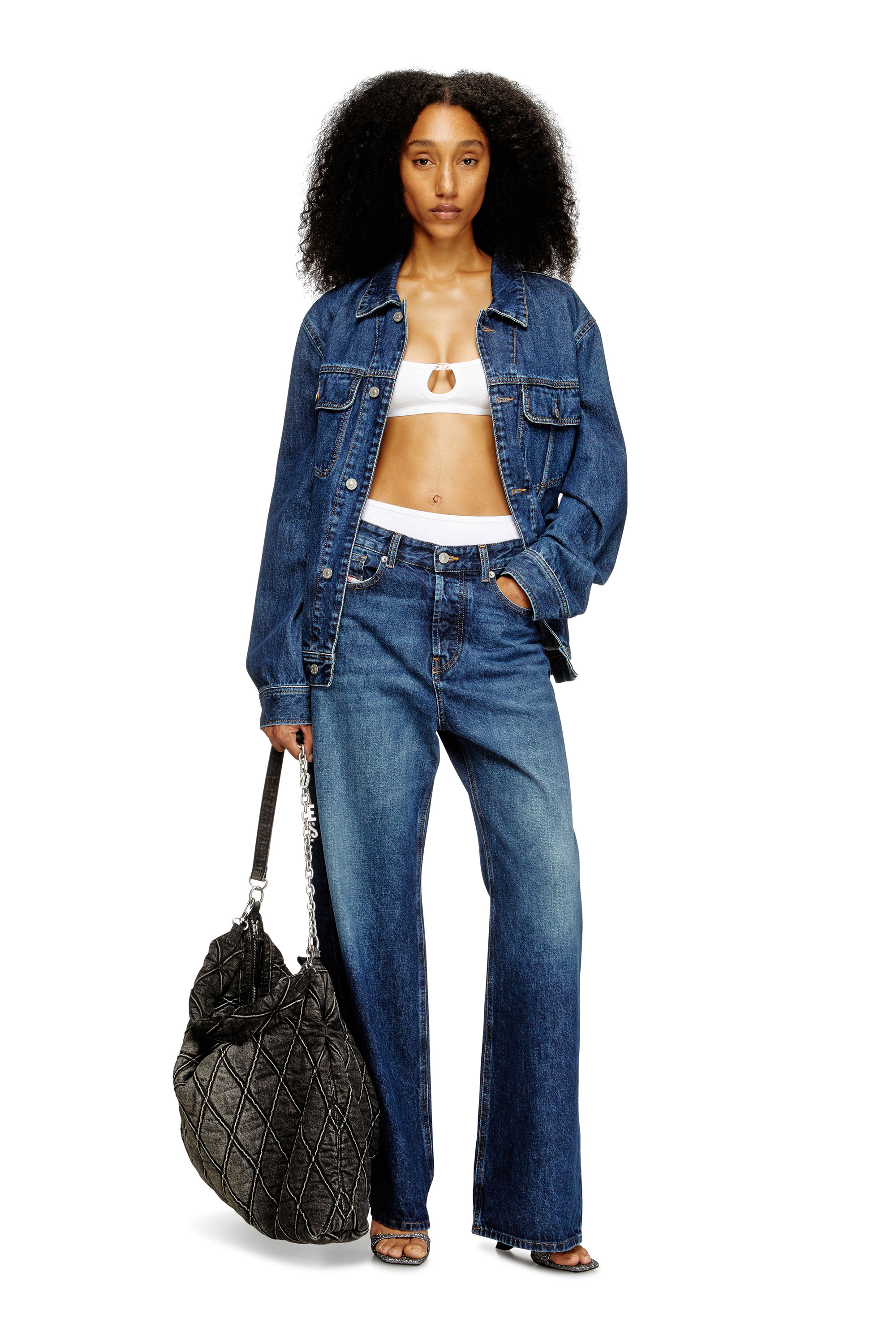 Diesel - FLORENCE-DNM, Woman's Soft bra in cotton rib with jewel Oval D in White - 6