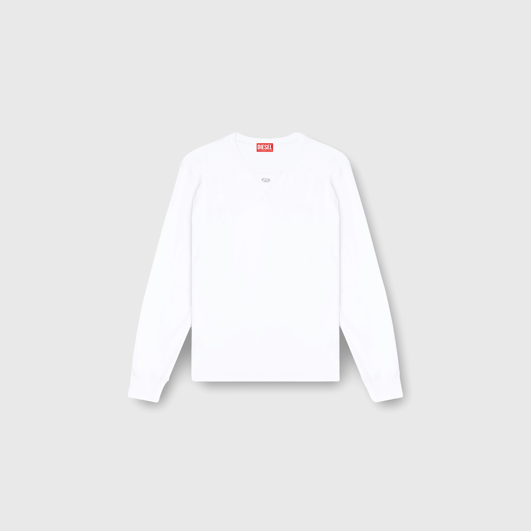 Diesel - T-shirt à manches longues en coton avec Oval D - T-Shirts - Homme - Blanc