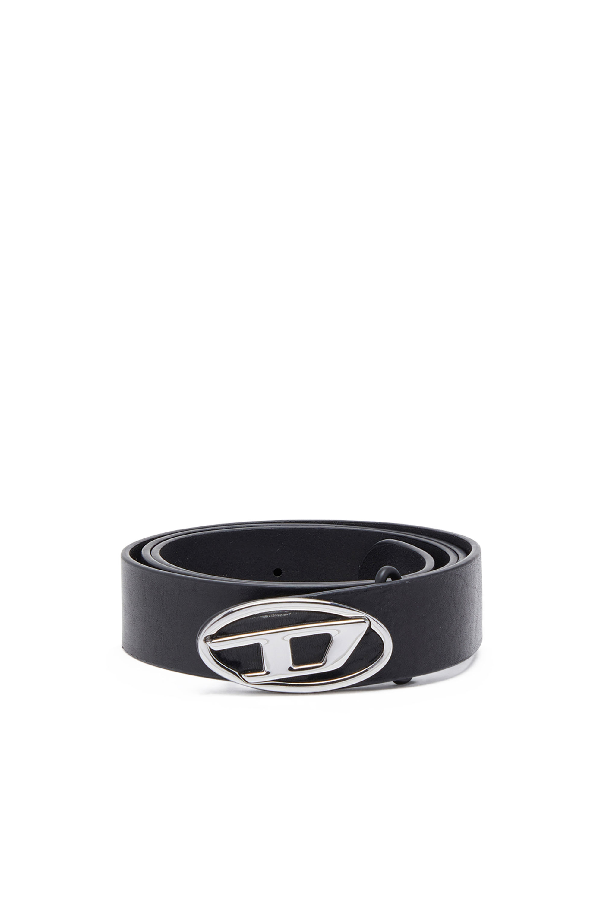 Diesel Miesten Musta - 2.9Cm Leather Belt With Oval D Logo - Belts - Man Koko 85