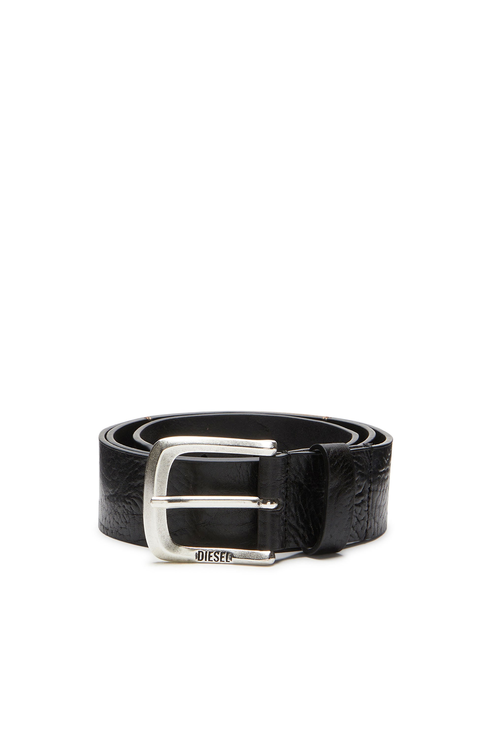 Diesel - Textured-leather belt with Jacron Patch - Belts - Man - Black