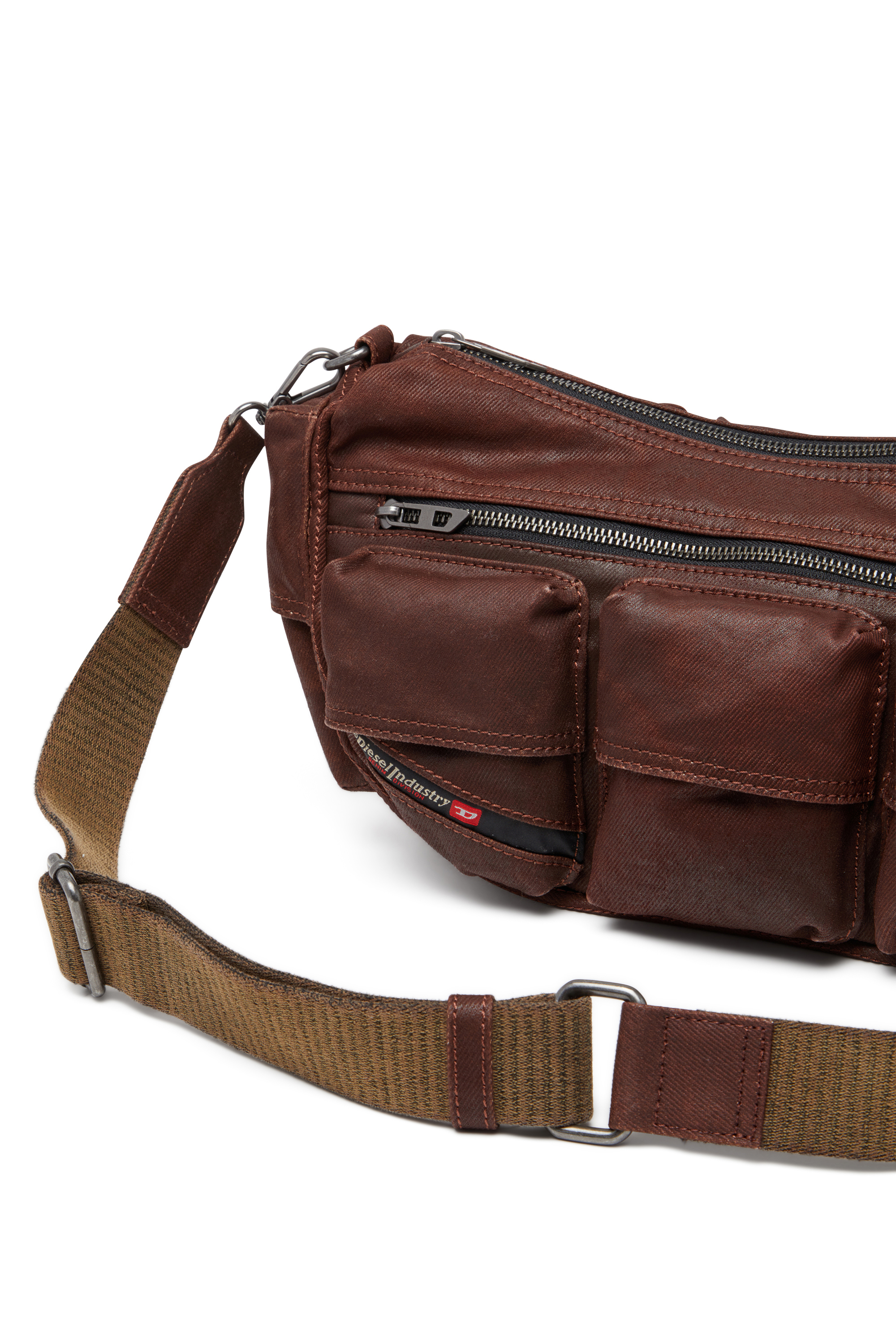 Diesel - MULTI-PKTS SHOULDER BAG X, Unisex's Multi-Pockets - Cotton bag with multiple pockets in Brown - 4