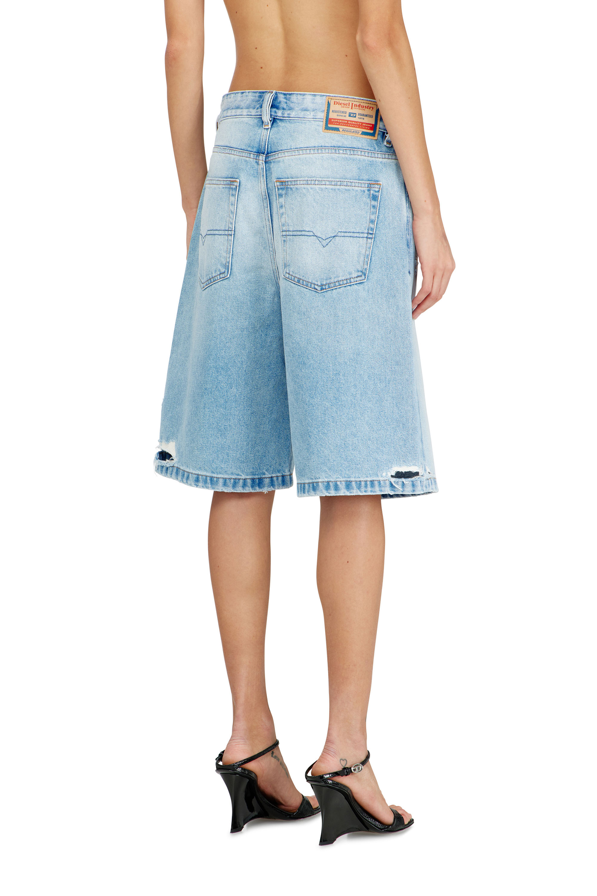 Diesel - DE-SIRE-SHORT, Woman's Shorts in destroyed denim in Light Blue - 3