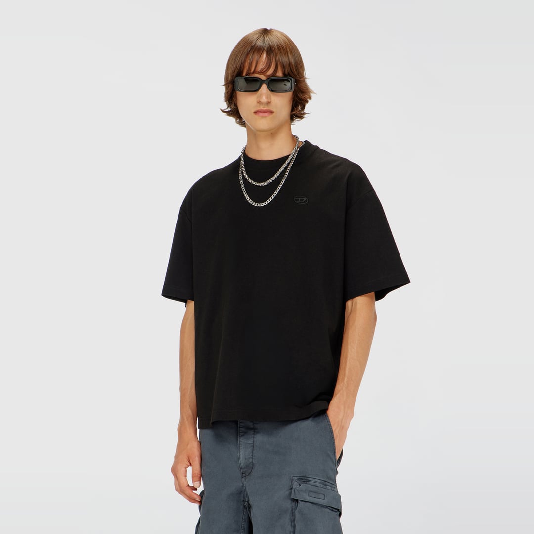 Diesel - T-shirt with maxi oval D embroidery - T-Shirts - Man - Black