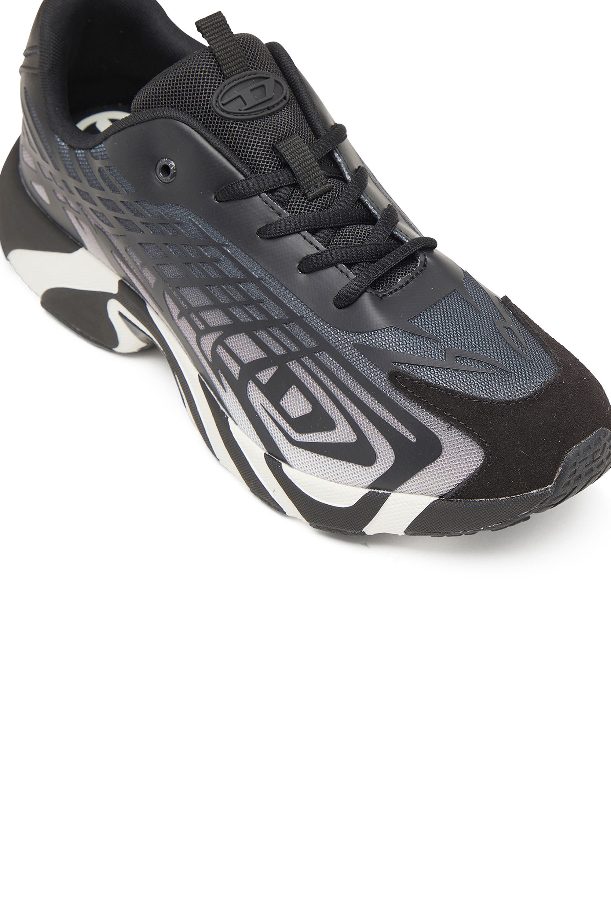 Diesel - S-D-VIT'S 500 LOW, Man's D-Vit-Sneakers in striped d&eacute;grad&eacute; mesh in Black/White - 6