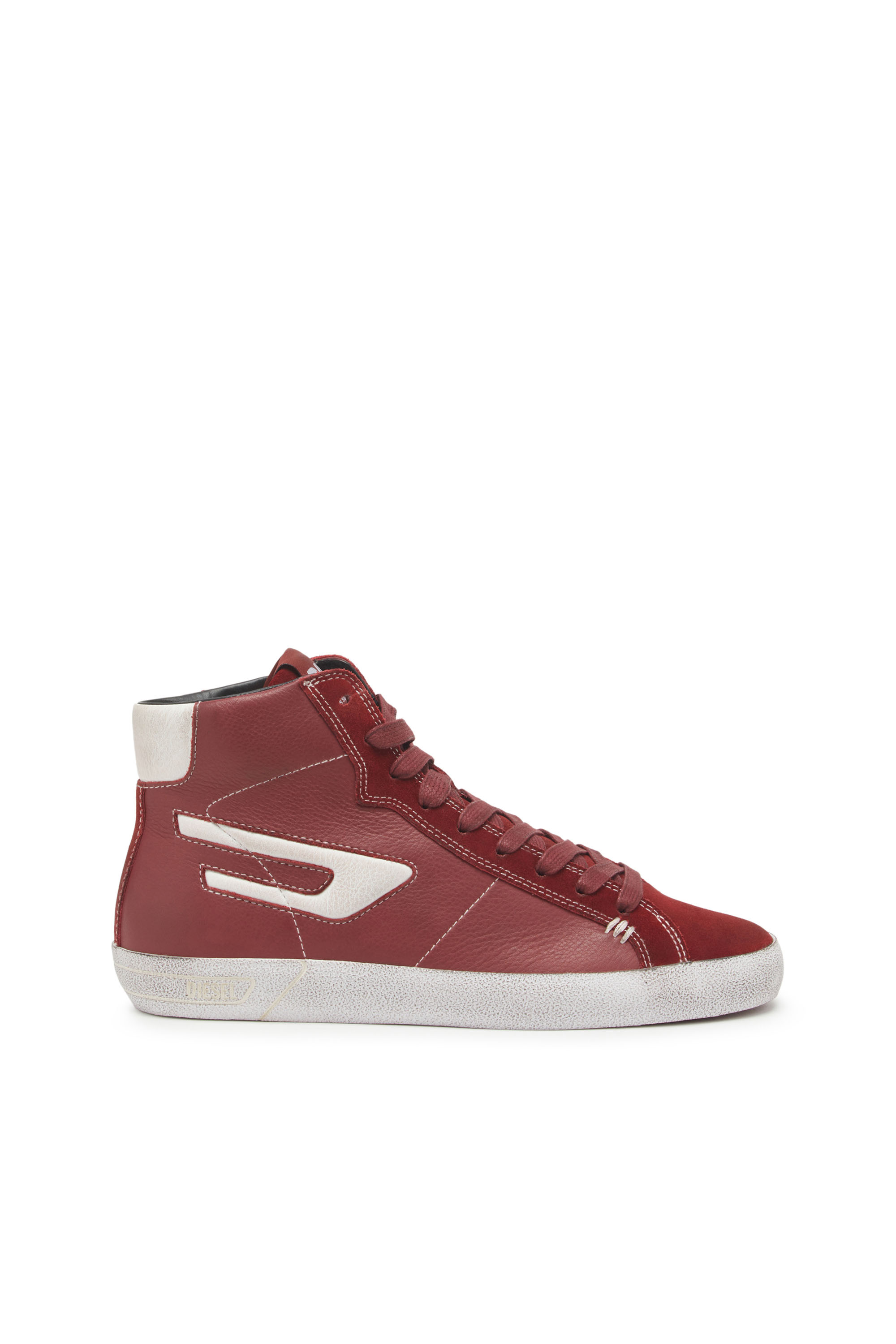 Diesel - S-Leroji Mid W - High-top leather sneakers with D logo - Sneakers - Woman - Red