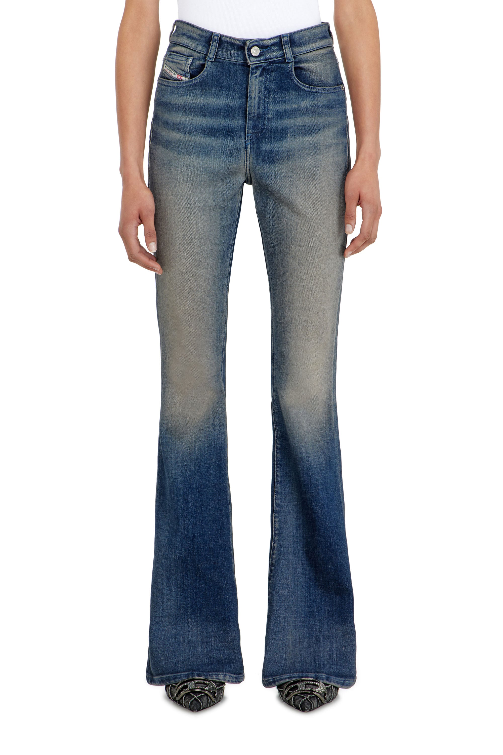 Diesel Damen Blau Bootcut Jeans High Waist 1973 D-Partt, Dunkel, Reißverschluss Größe 30