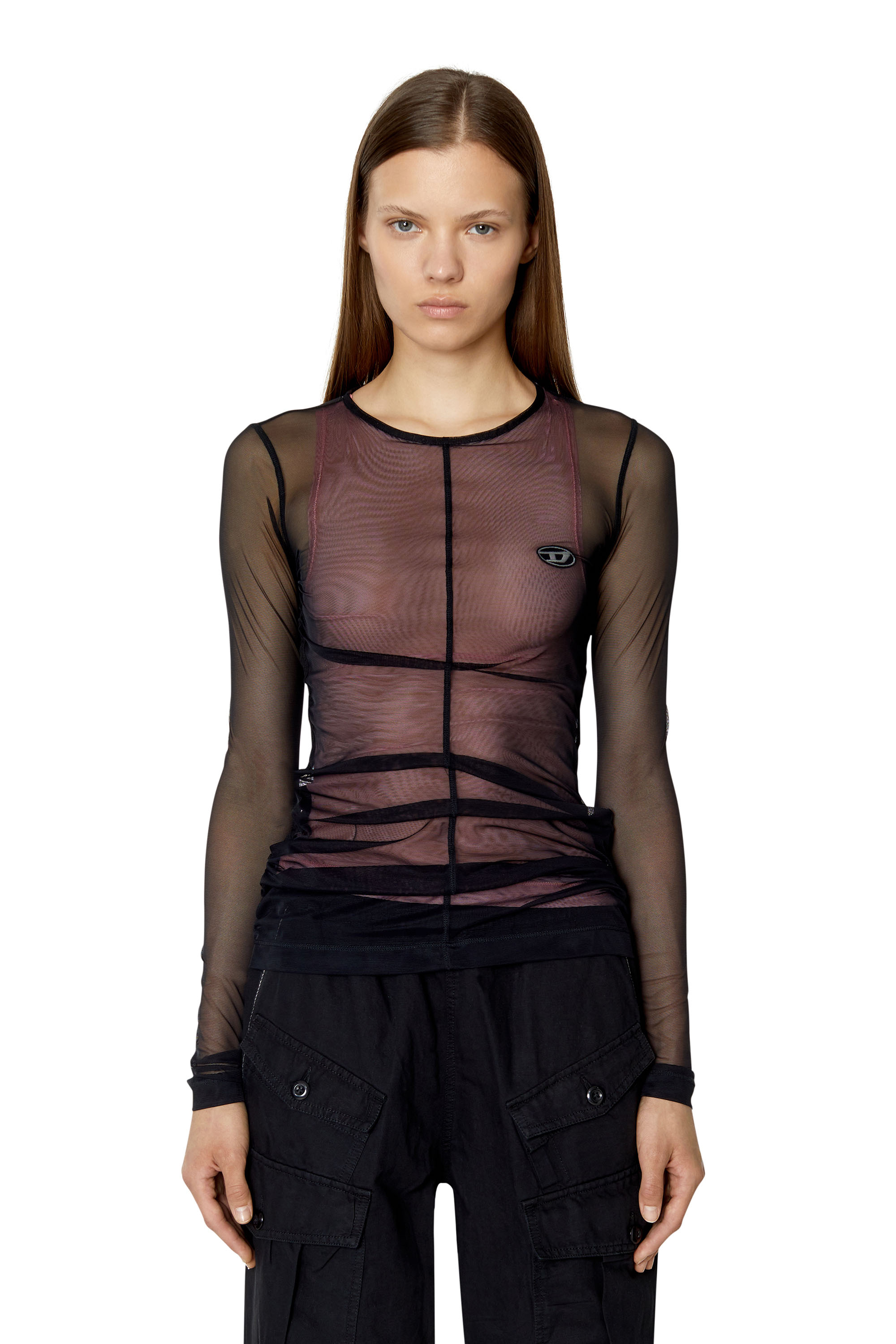 トップス 00s DIESEL bondage mesh long top black Diesel Double-layer Mesh Top In Black | ModeSens