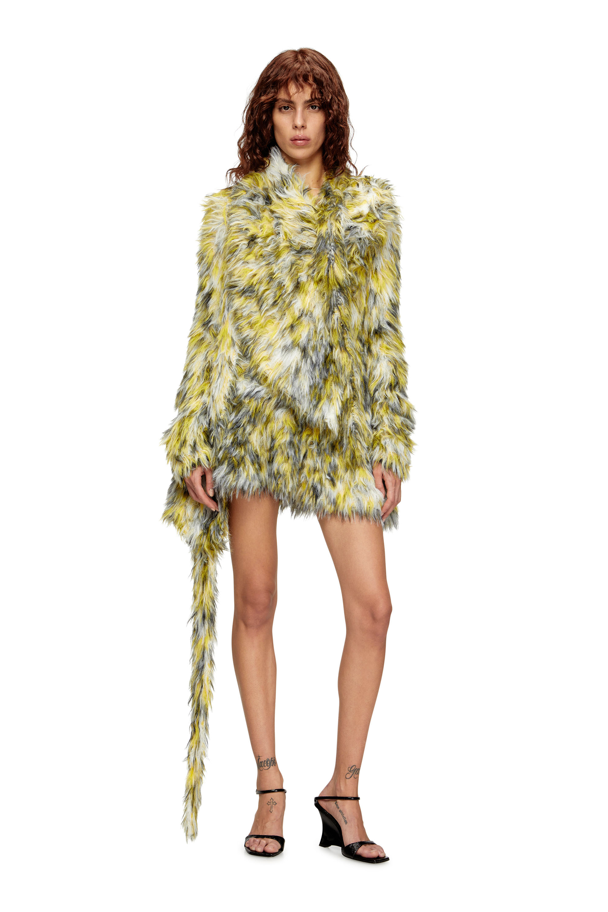 Diesel Open-front Cardigan In Fluffy Knit In Multi