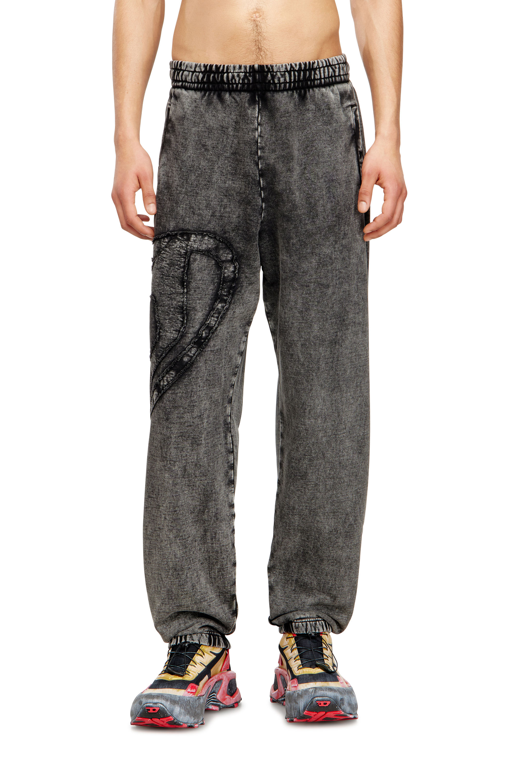 Diesel - P-MARKY-DEN, Man's Organic cotton sweatpants with Oval D patch in Dark grey - 2