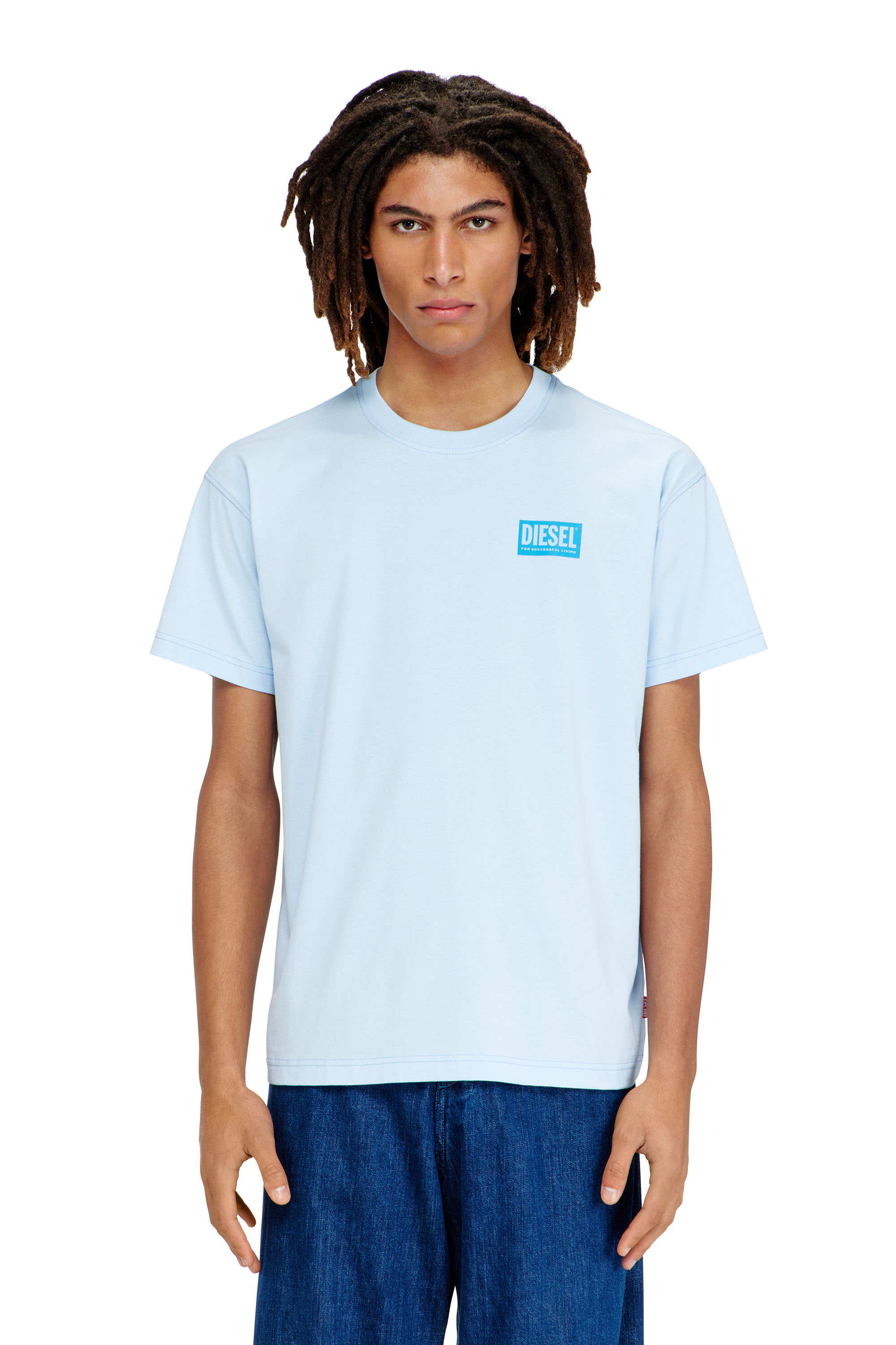 Diesel Homem Azul - T-Shirt With Plastisol Print - T-Shirts - Man Xxl