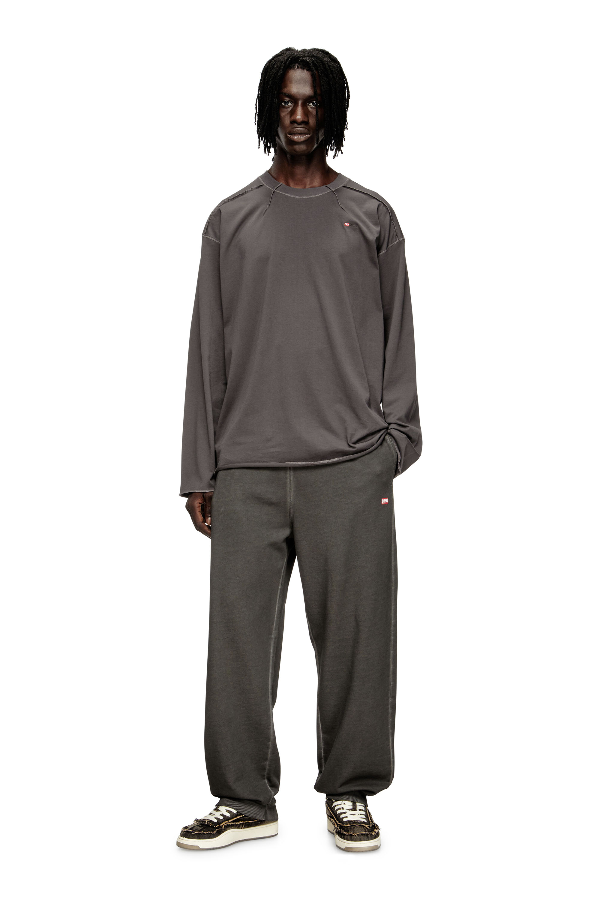 Diesel - T-CRAHOR-BOXT-LS-T1, Man's Cotton T-shirt in Grey - 2