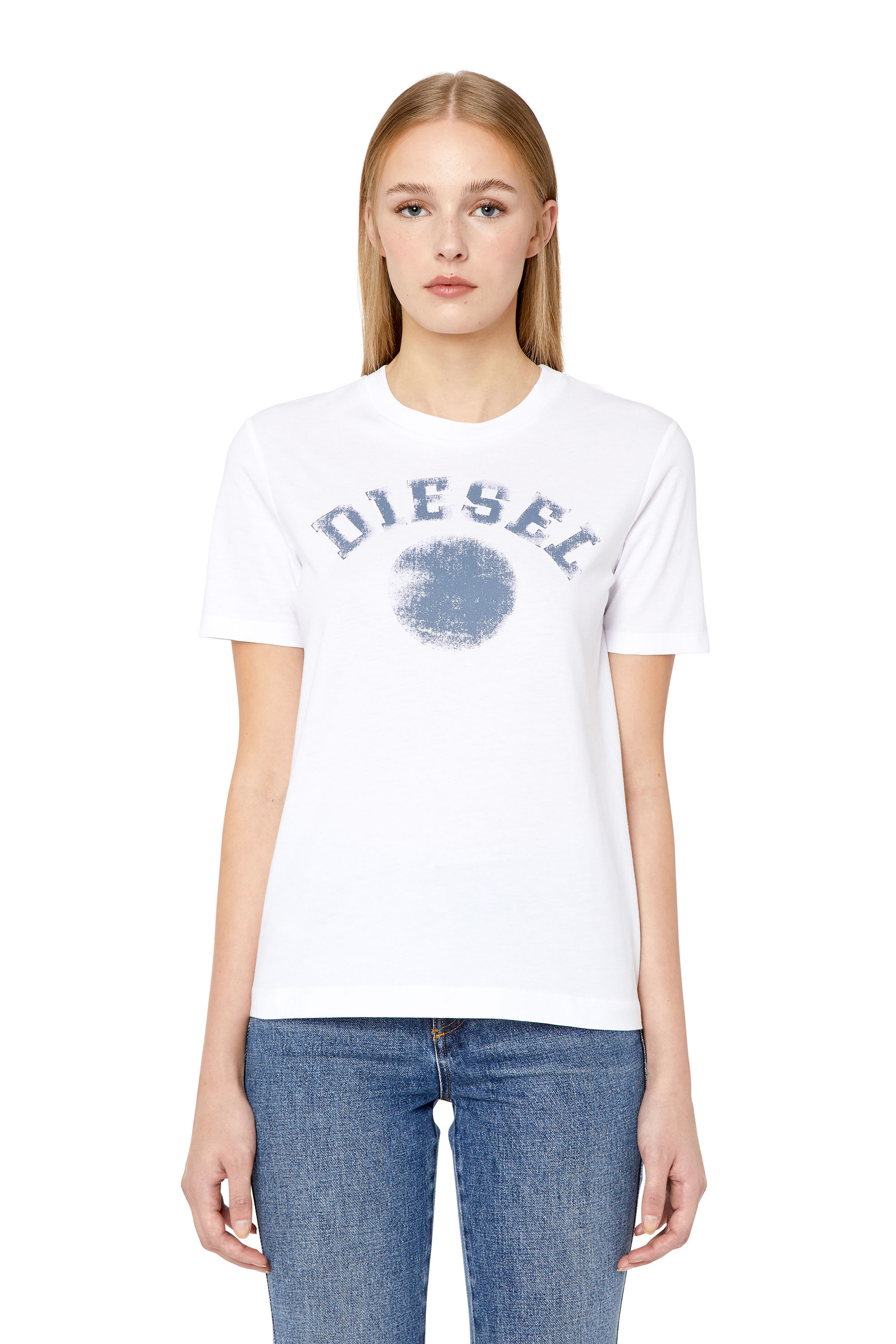 Diesel T-shirt With Circle And Logo Print In White