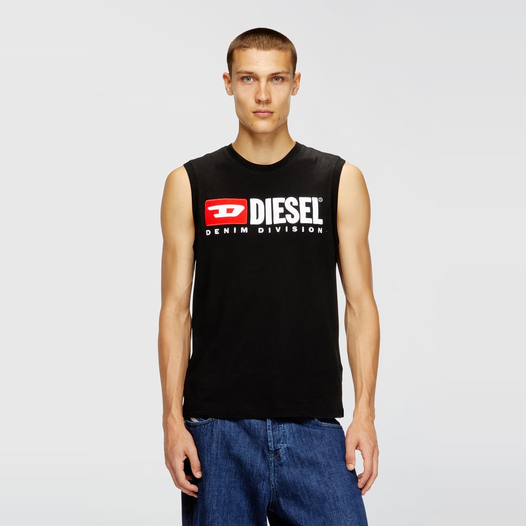 Diesel - Tank top with chest logo print - T-Shirts - Man - Black