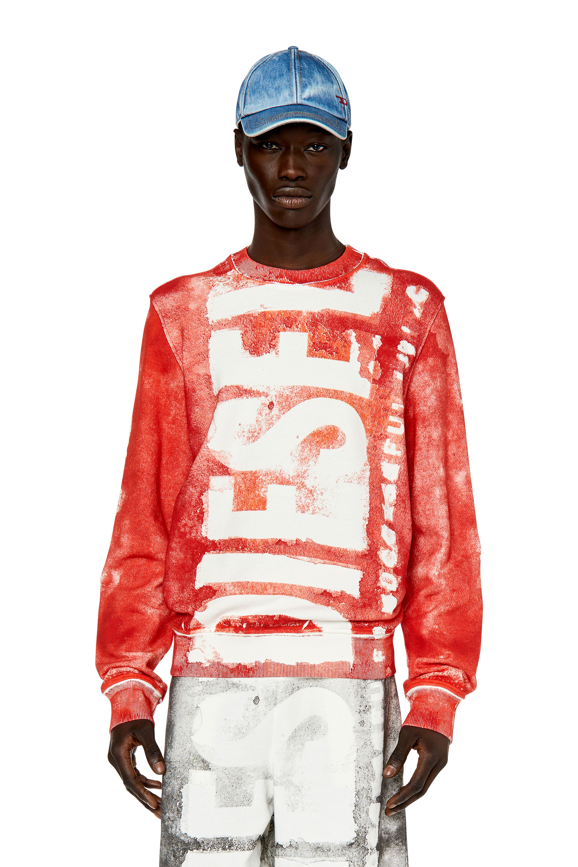 Diesel - Logo sweatshirt with colour bleed effect - Sweaters - Man - Red