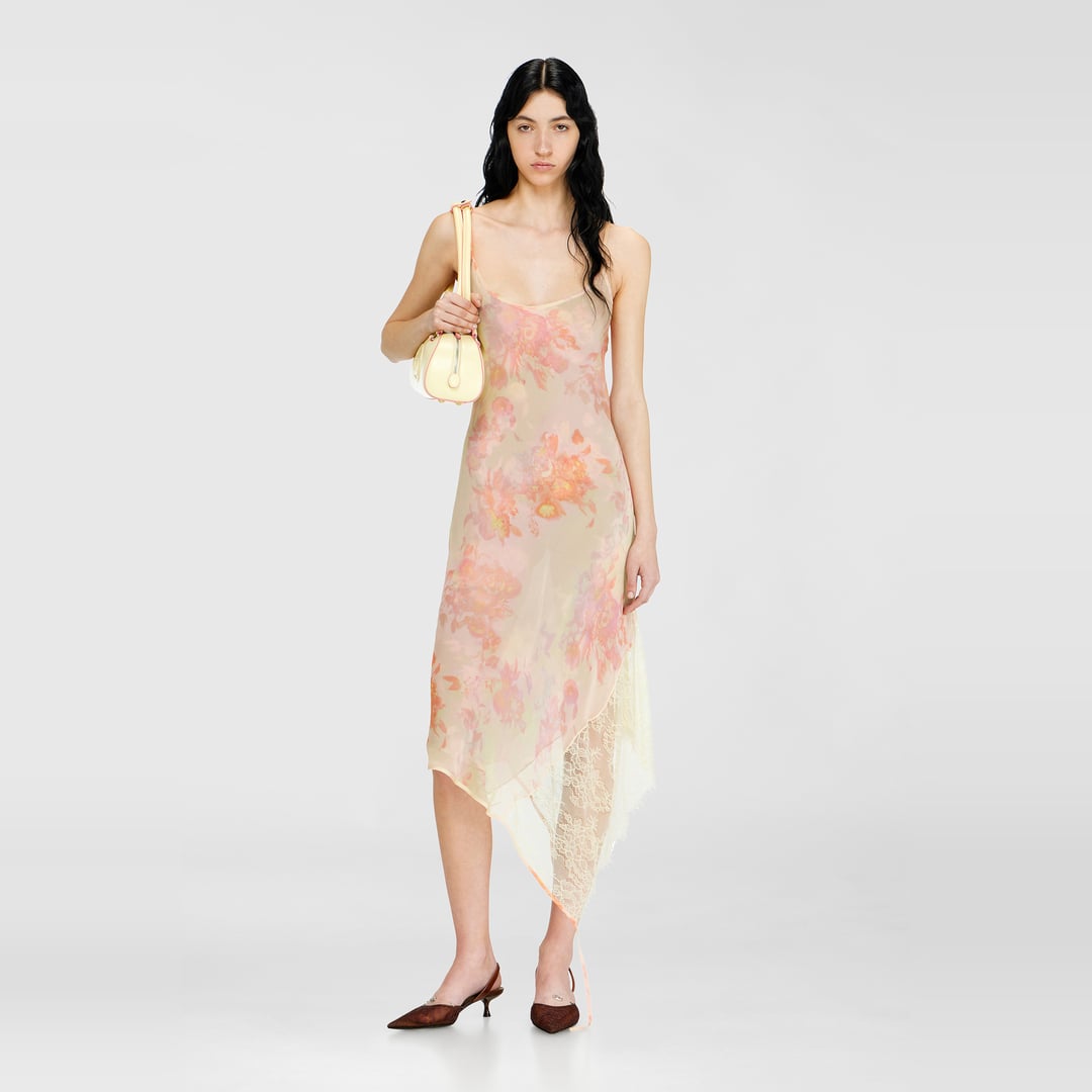 Diesel - Midi slip dress with floral print and lace trim - Dresses - Woman - Multicolor