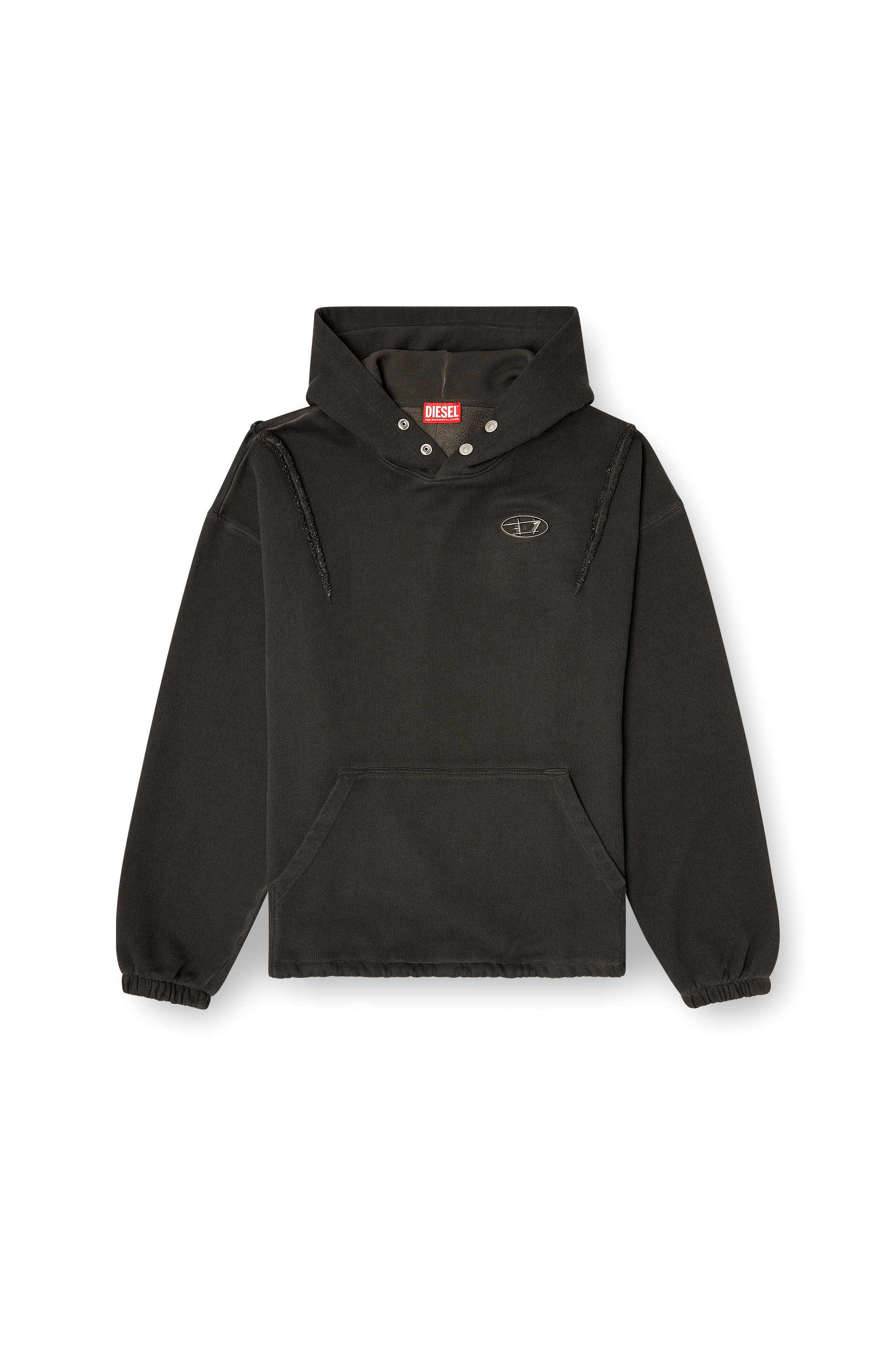 Diesel - S-THUG-HOODIE, Unisex's Hoodie with faded effect in Black - 4