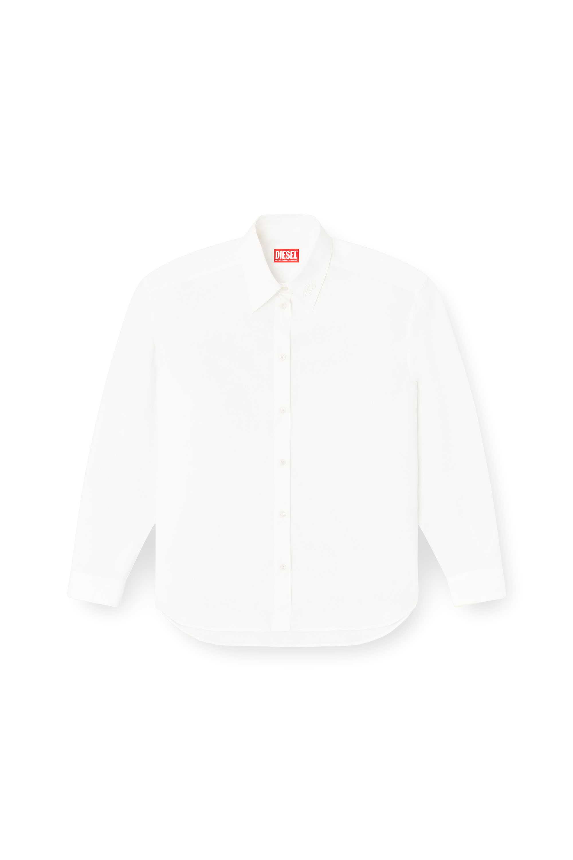 Diesel - S-SIMPLY-C-WN-R1, Woman's Boyfriend shirt with Oval D in White - 3