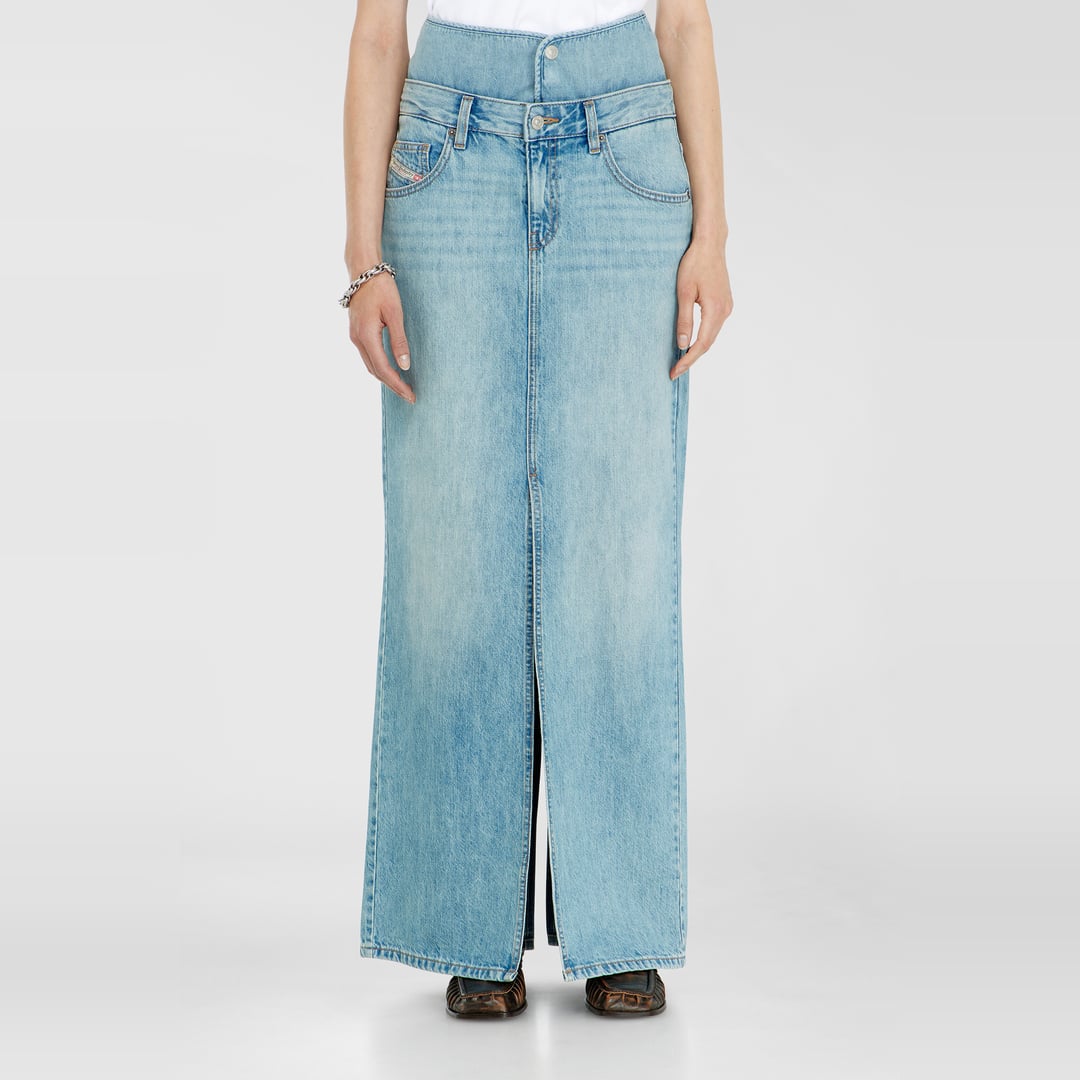 Diesel - Jean-illusion denim maxi skirt with slits - Skirts - Woman - Blue