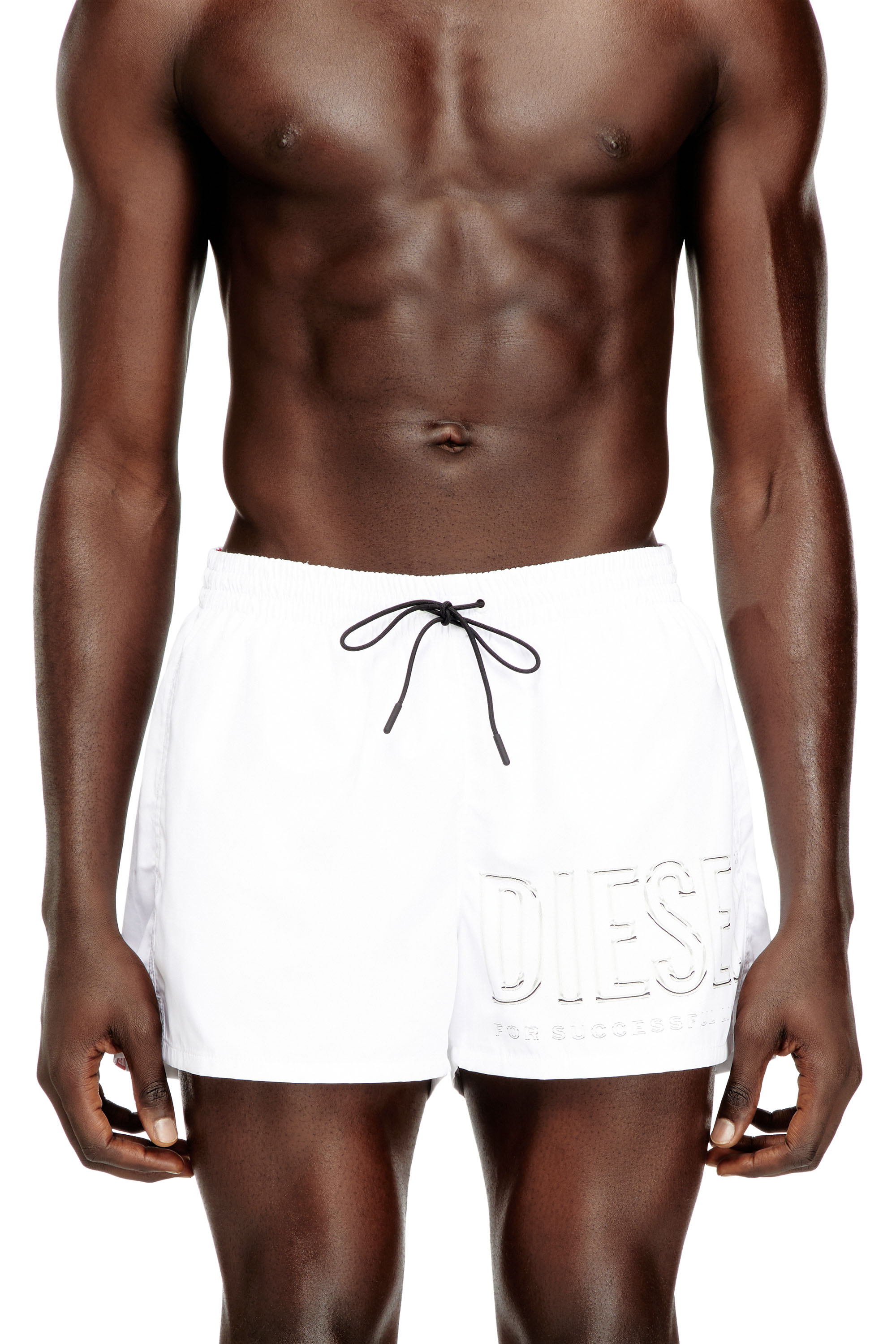 Diesel Men's White - Mid-Length Swim Shorts With Outline Logo - Swim Shorts - Man Xxl