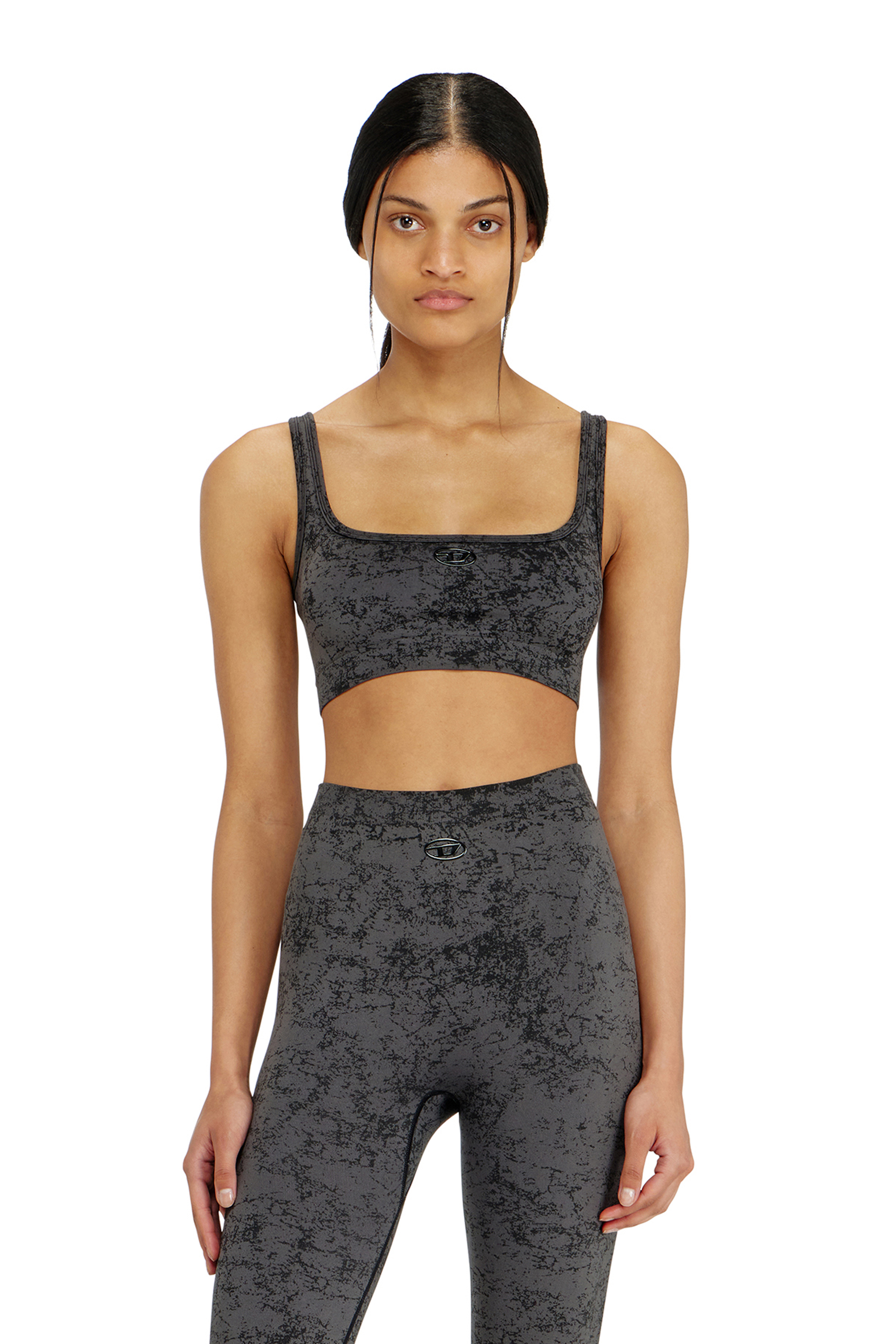 Diesel Sports Bra With Utilitarian Print In Grey