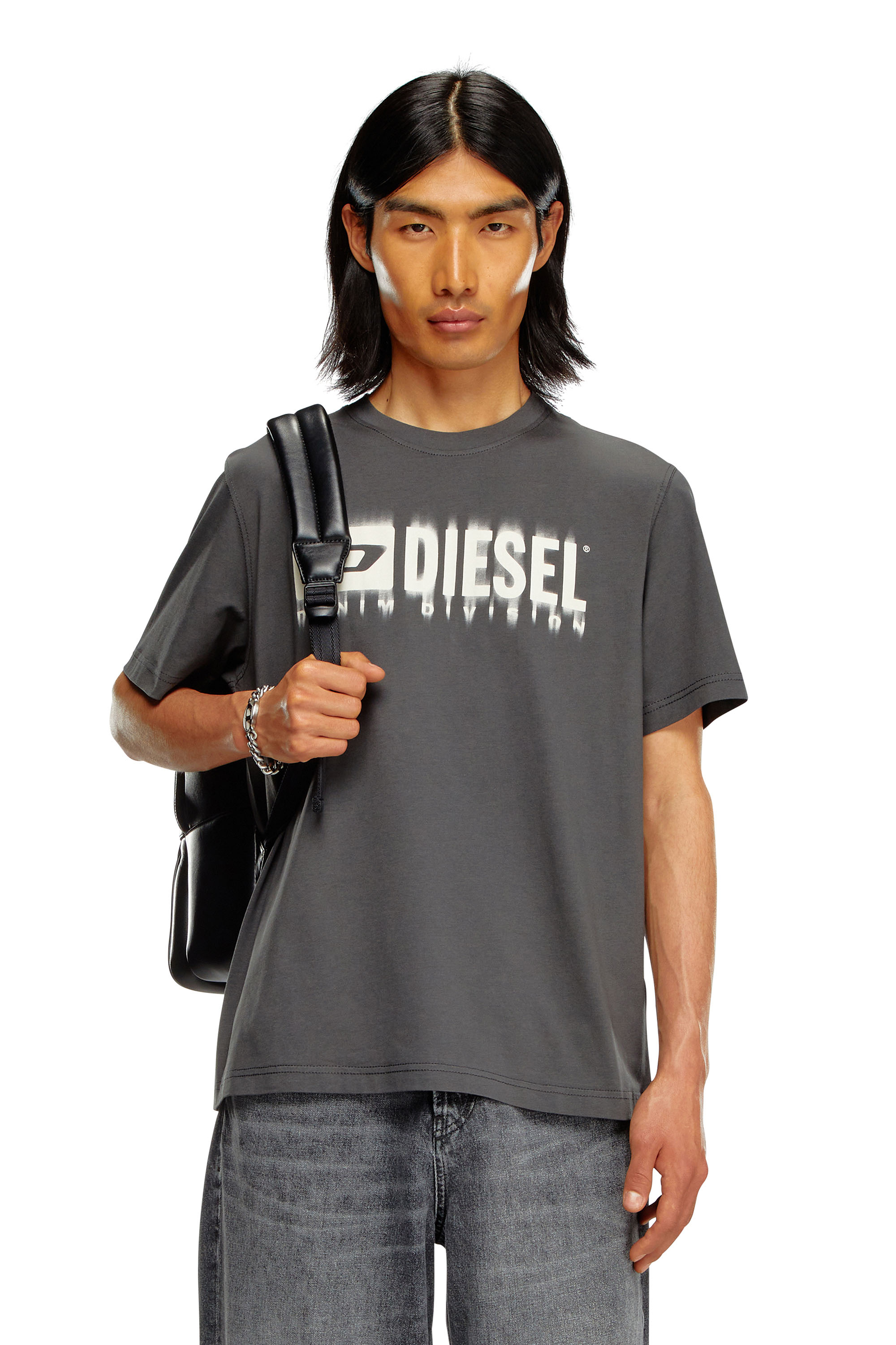 Diesel - T-shirt with blurry Diesel logo - T-Shirts - Man - Grey