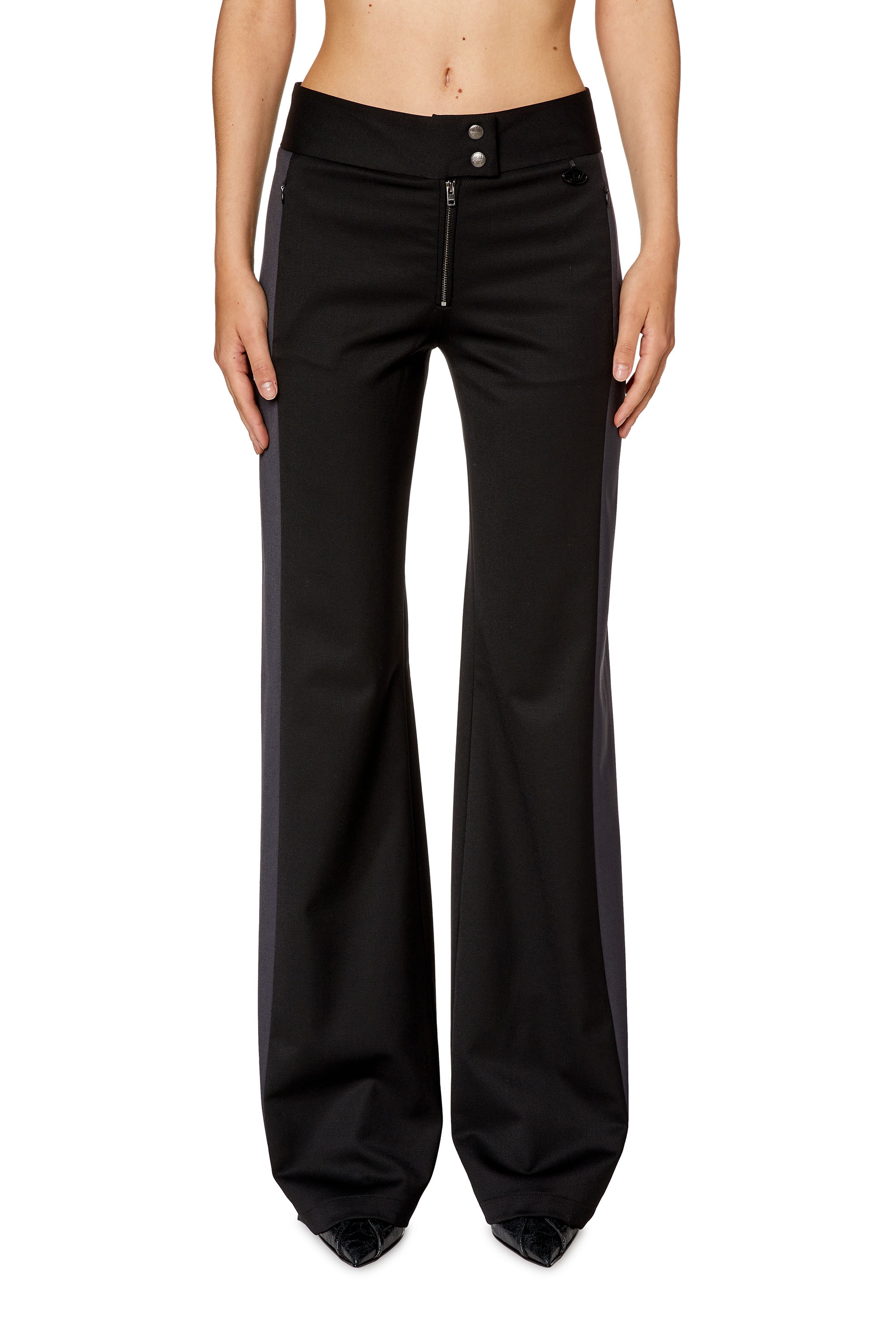 Diesel - Flared pants in stretch wool twill - Pants - Woman - Multicolor