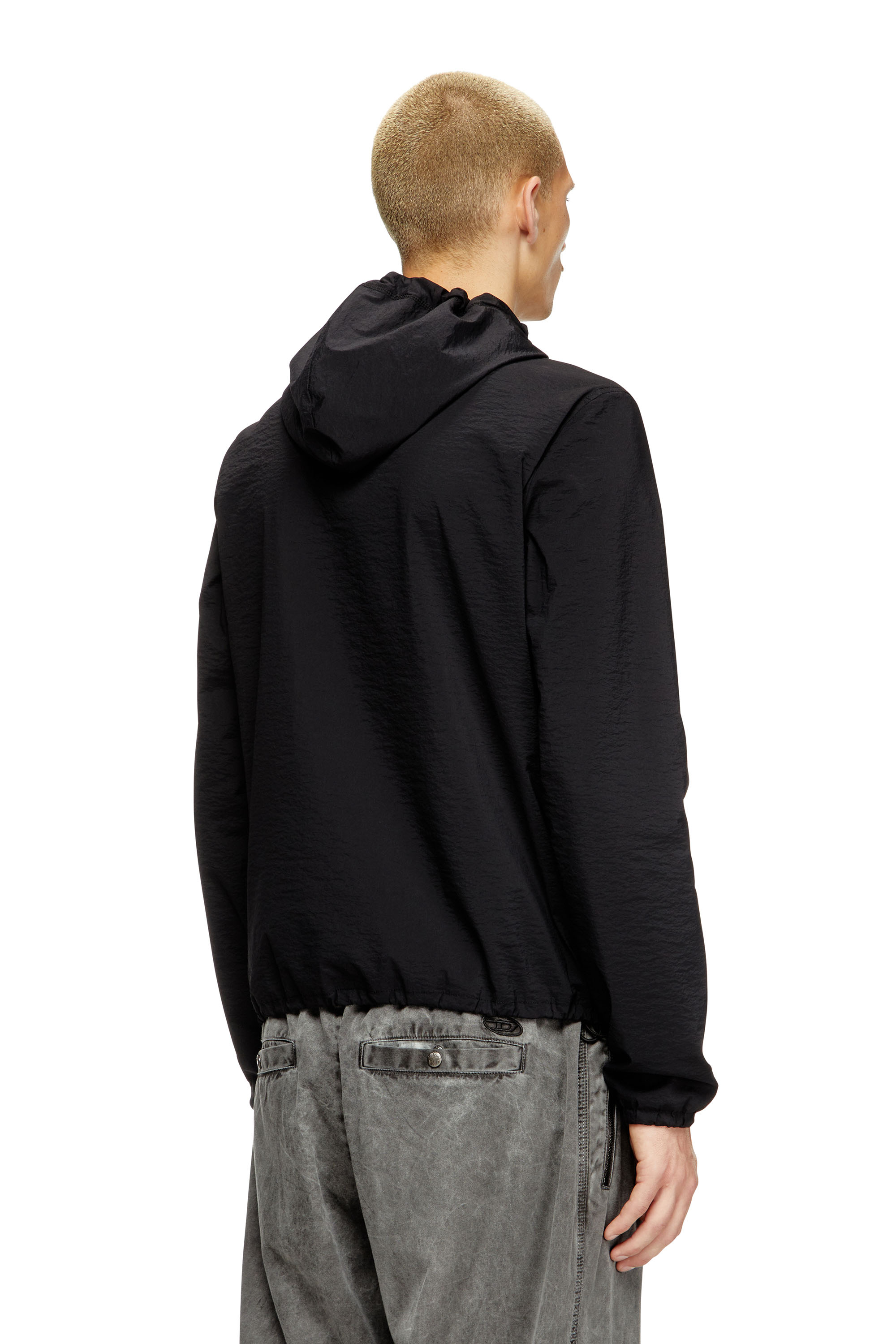 Diesel - J-ANDREW, Man's Nylon jacket with outline logo in Black - 4