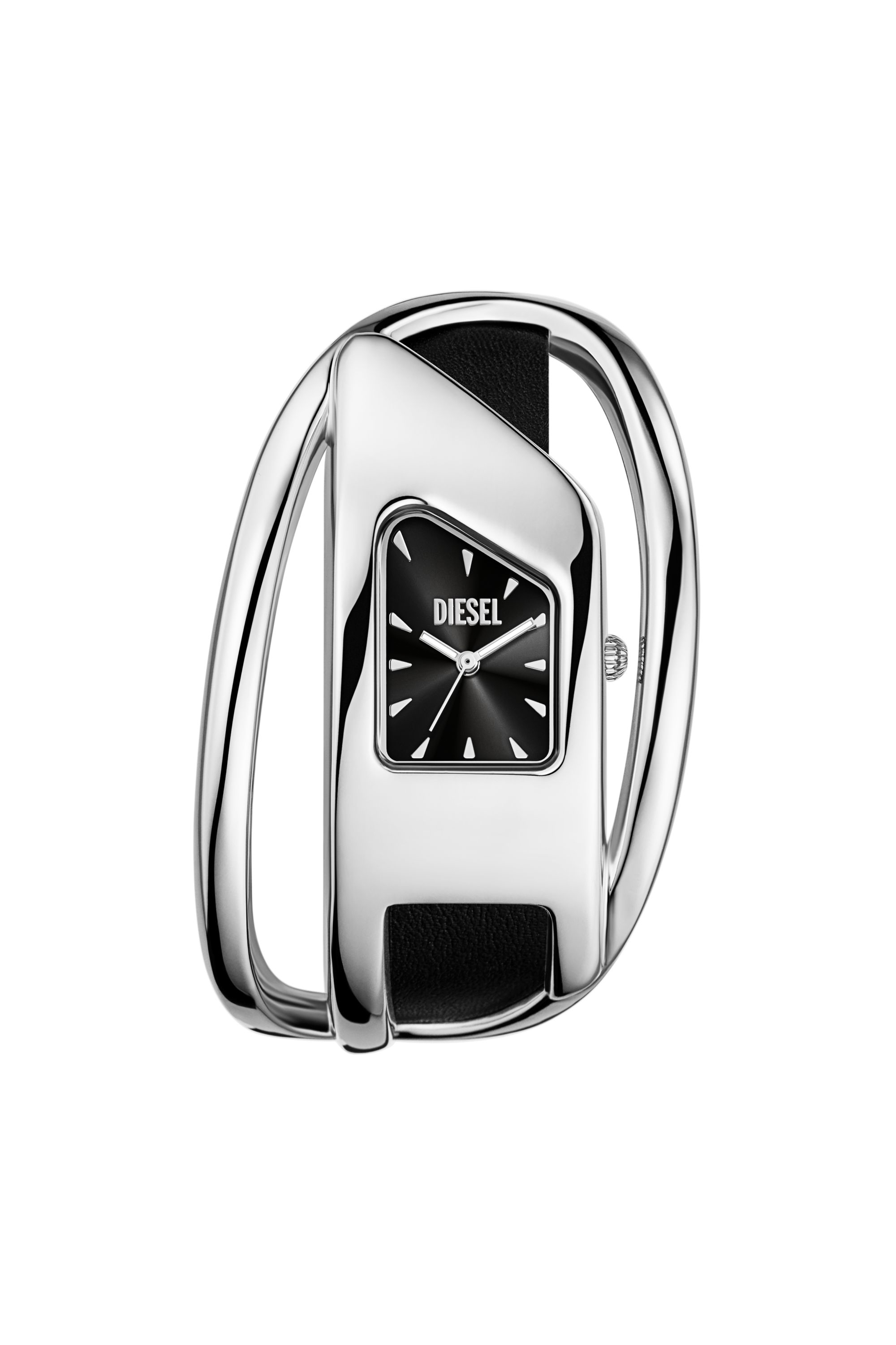Diesel Wrap-d Black Leather Watch In Black